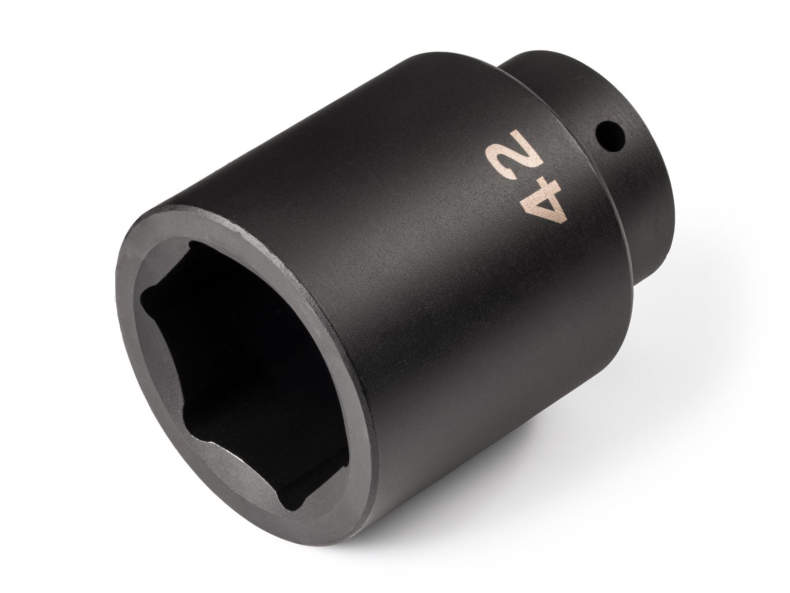 Front-right angle view of Tekton 42 millimeter impact drive 6-point socket. Item #SID23142