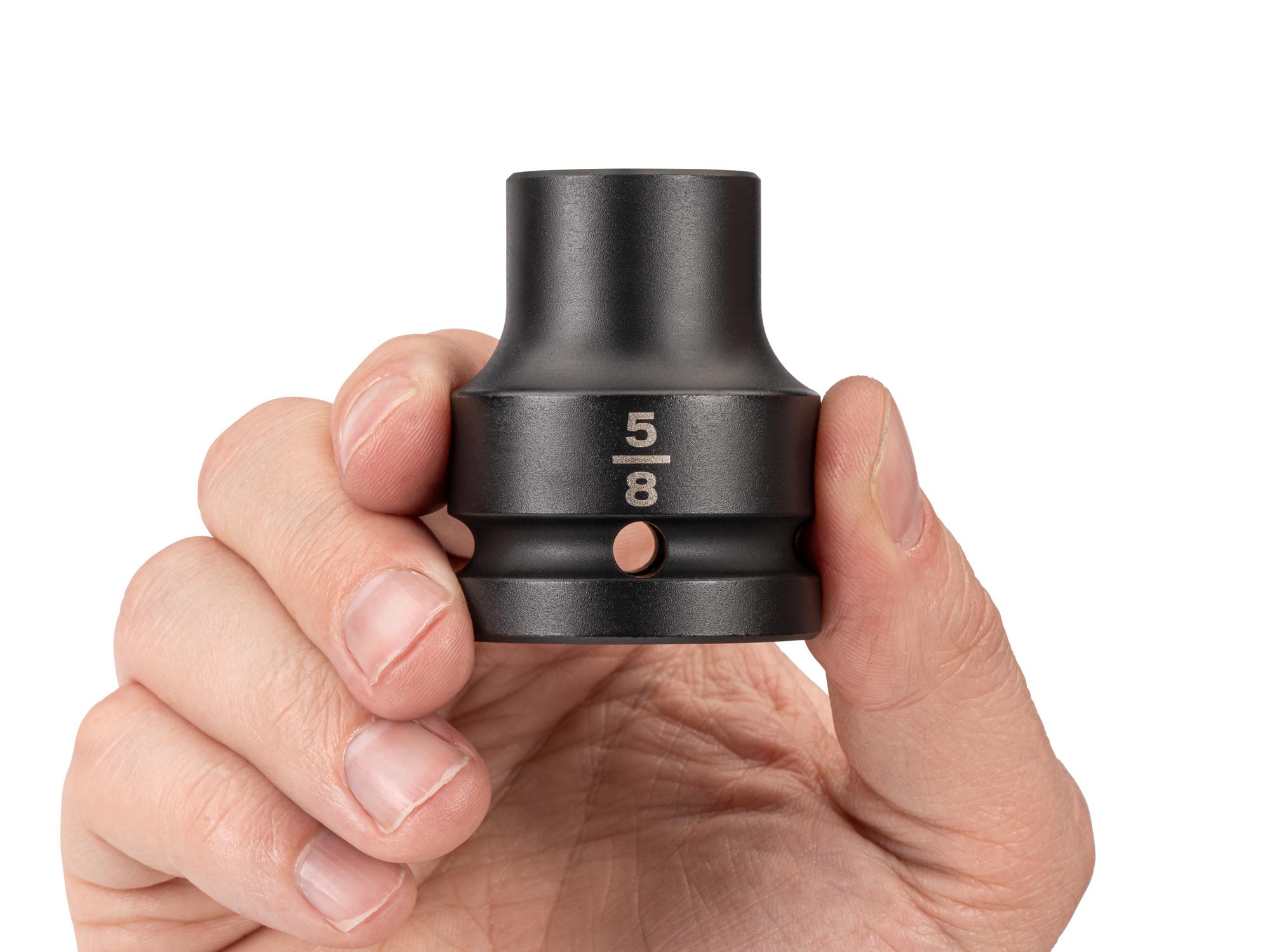 Person holding Tekton impact drive 6-point socket. Item #SID32016