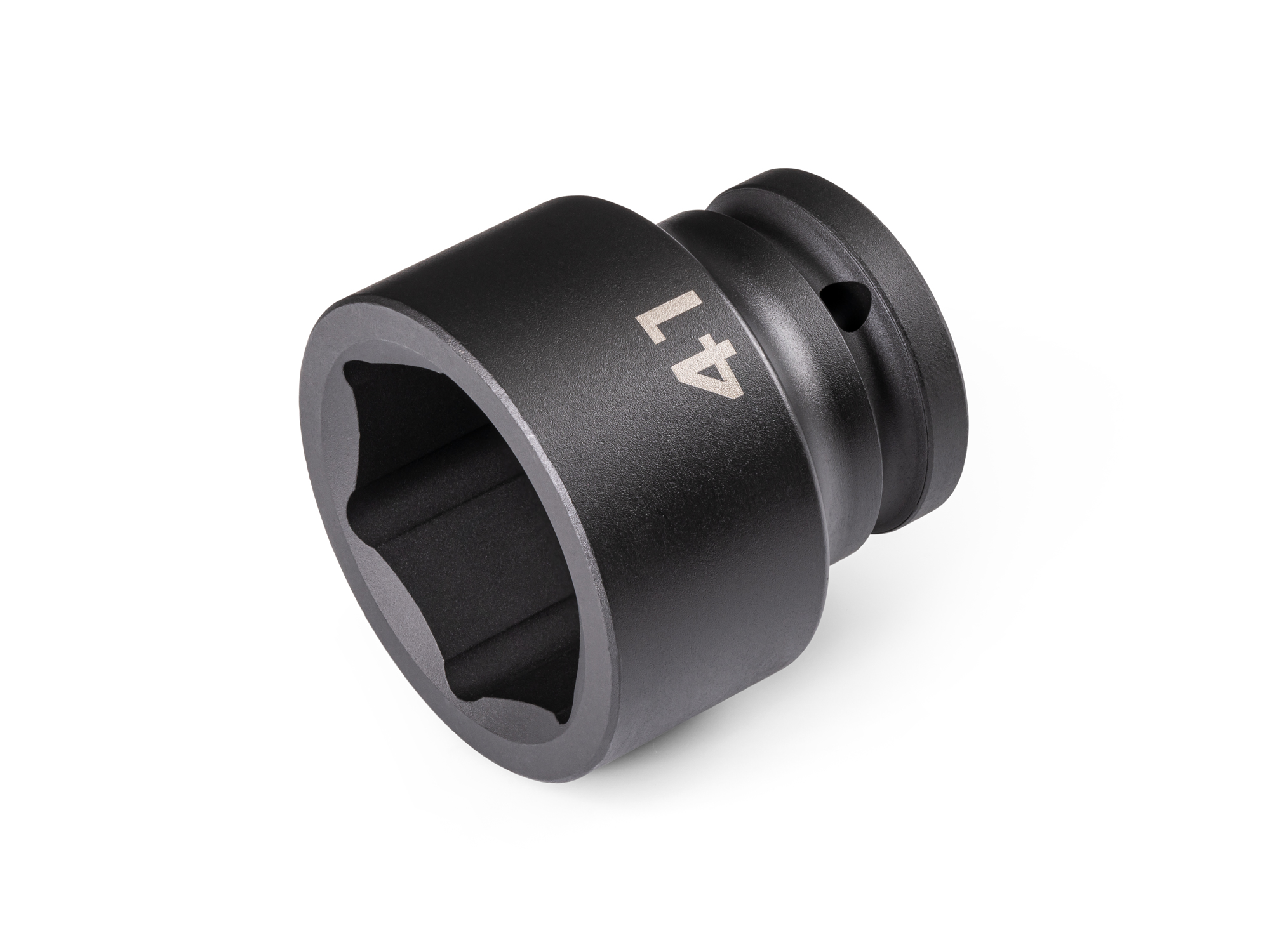 Front-right angle view of Tekton 41 millimeter impact drive 6-point socket set. Item #SID32141