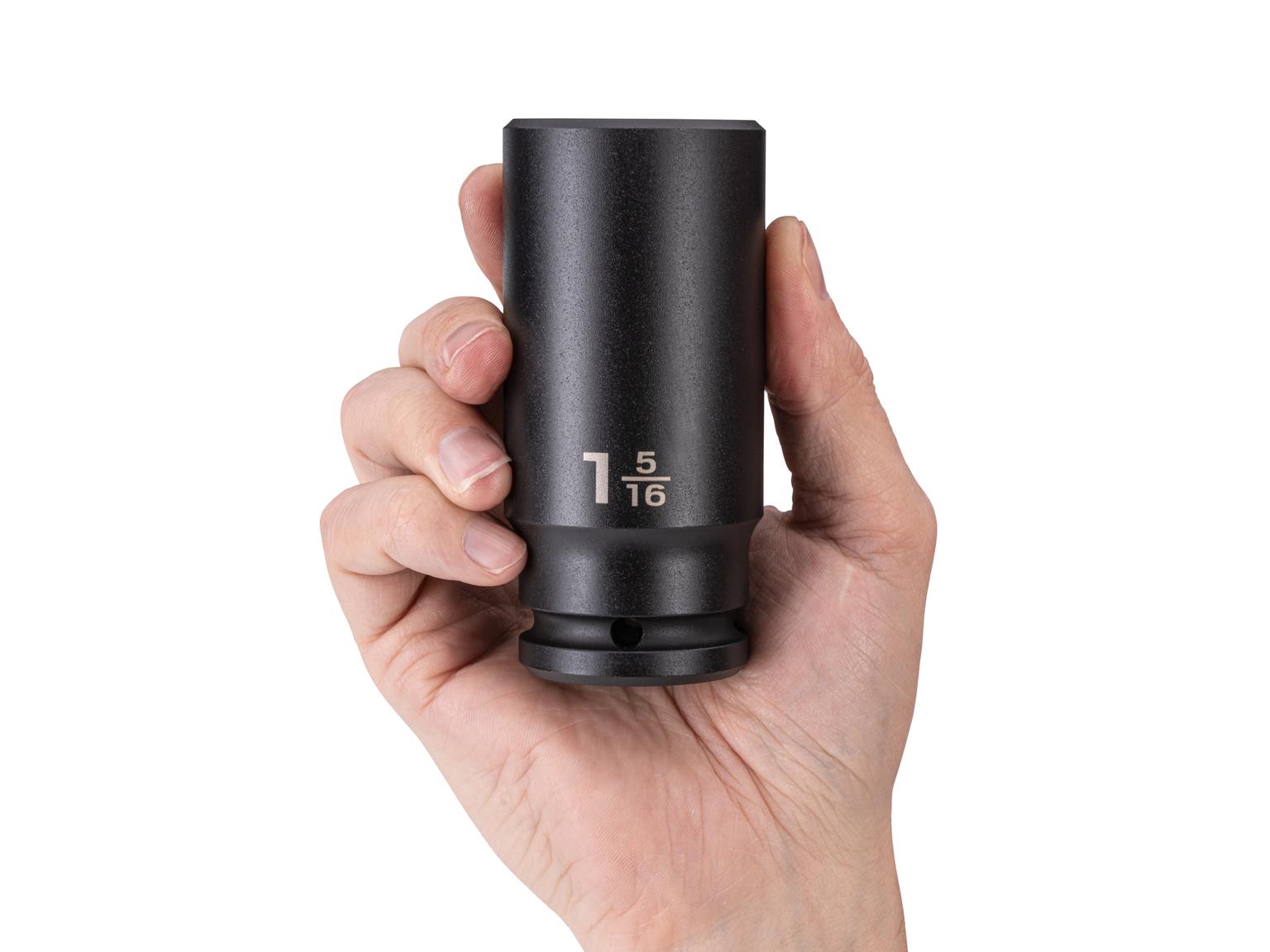 Person holding Tekton impact drive 6-point socket. Item #SID33033