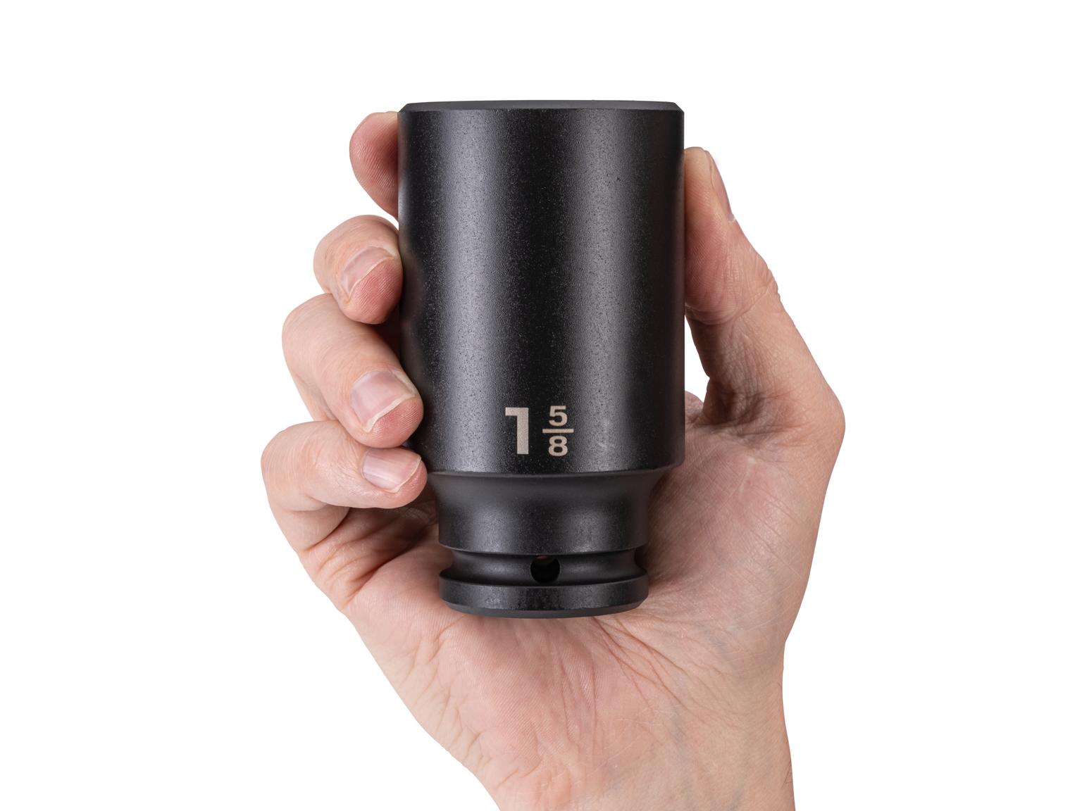 Person holding Tekton impact drive 6-point socket. Item #SID33041