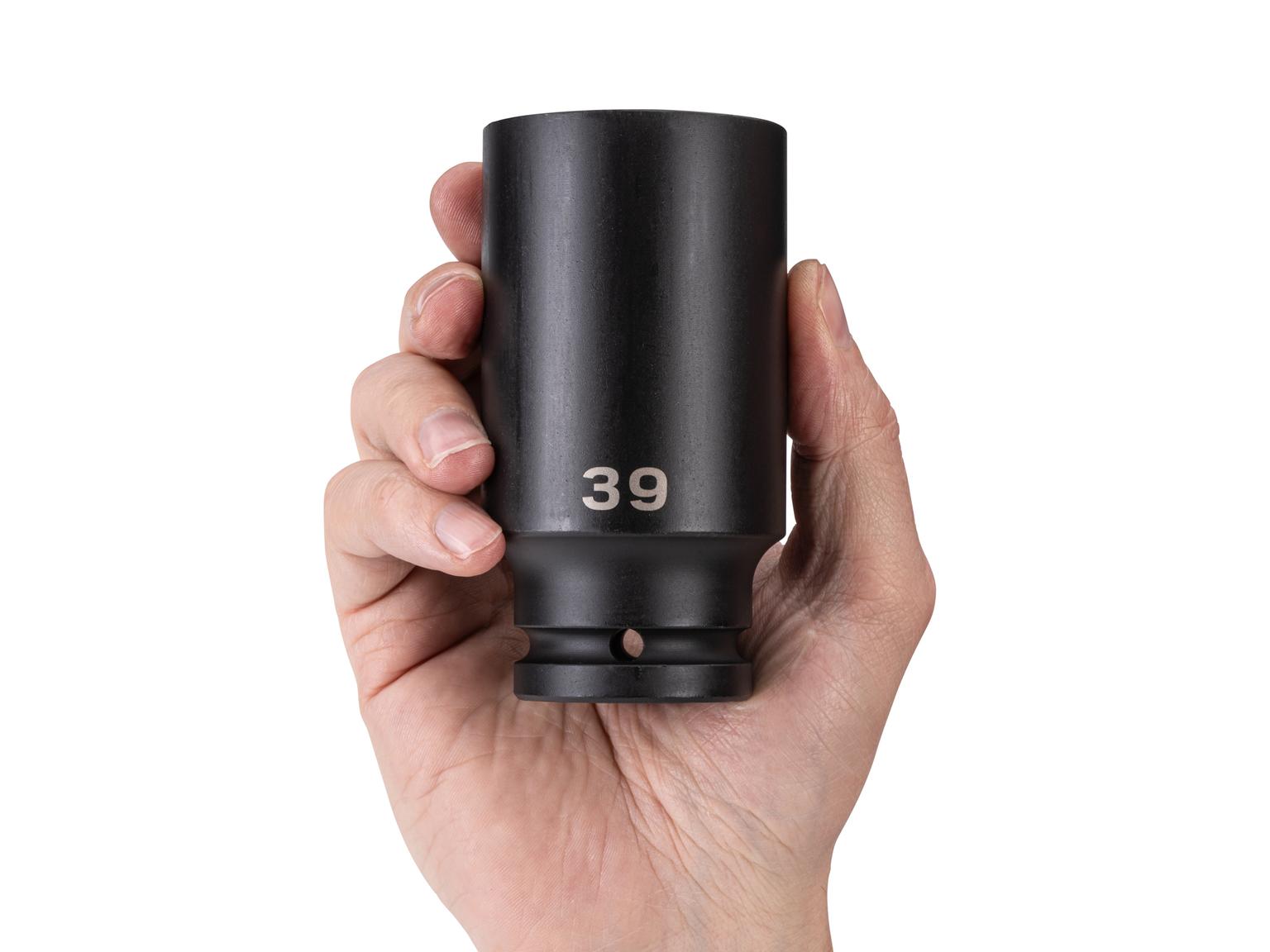 Person holding Tekton impact drive 6-point socket. Item #SID33139