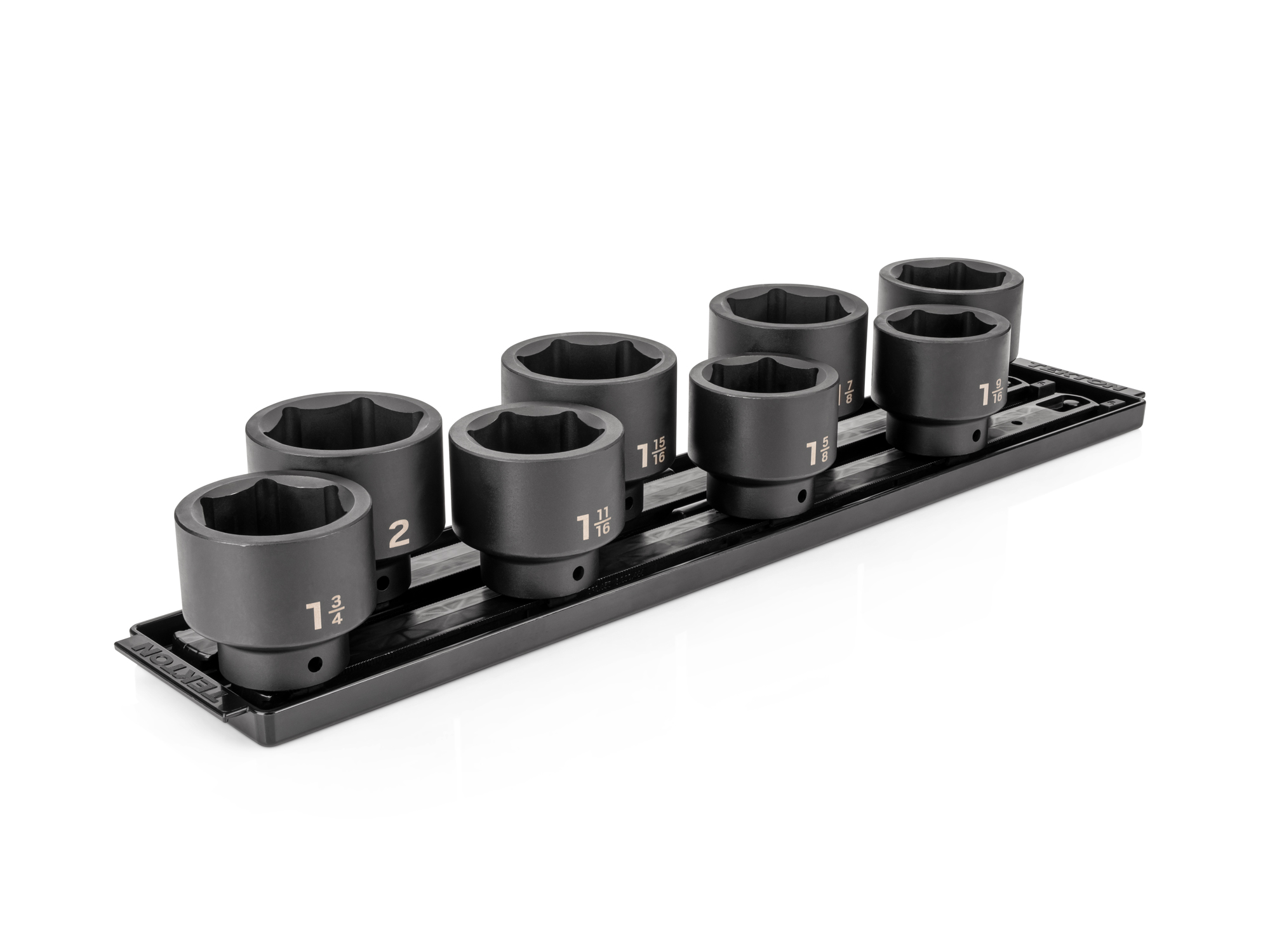 TEKTON 1/2 Inch Drive 6-Point Impact Socket Set with Rails and Tray, 8-Piece (1-9/16-2 in.)