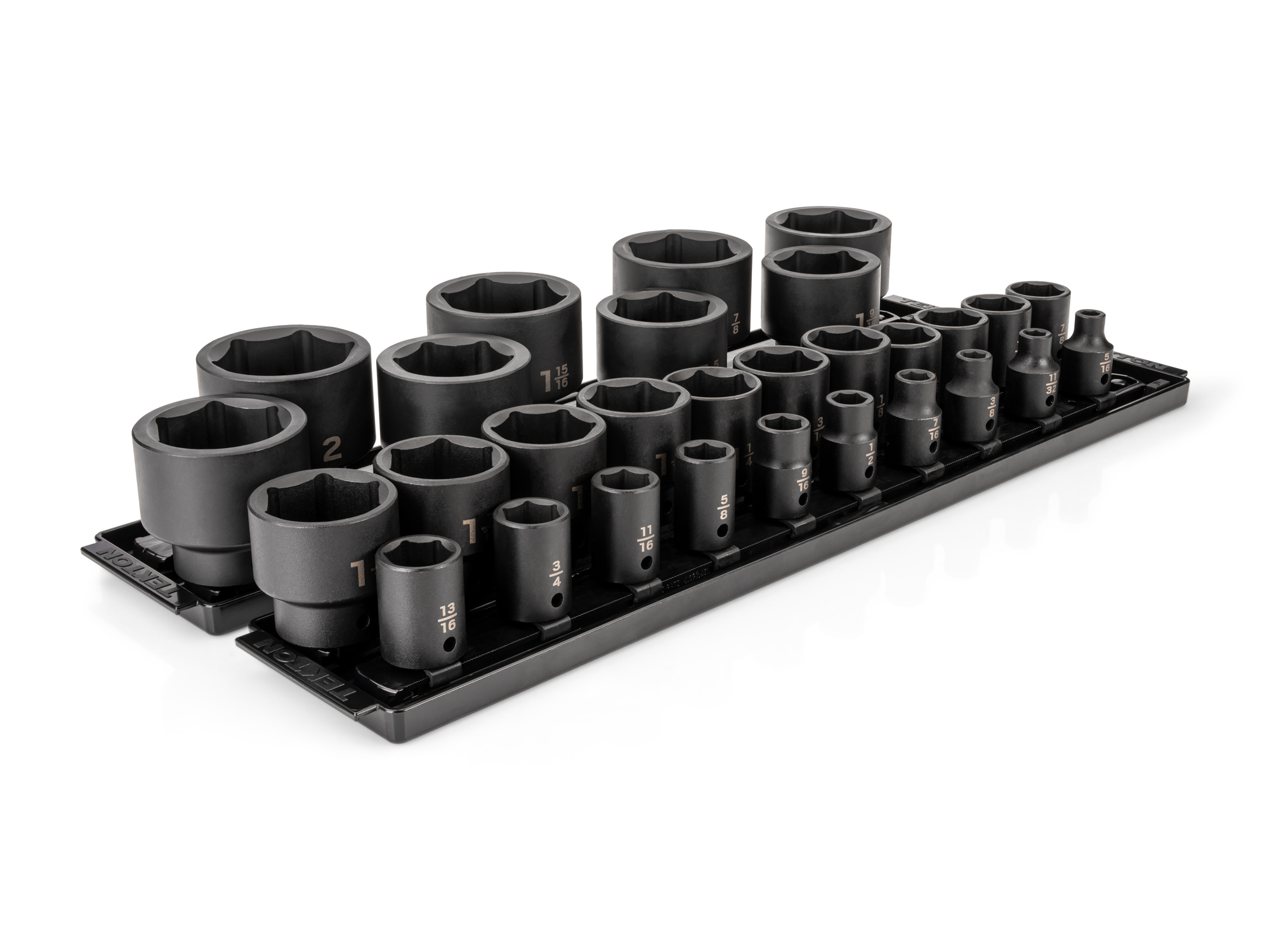 TEKTON 1/2 Inch Drive 6-Point Impact Socket Set with Rails and Tray, 29-Piece (5/16-2 in.)