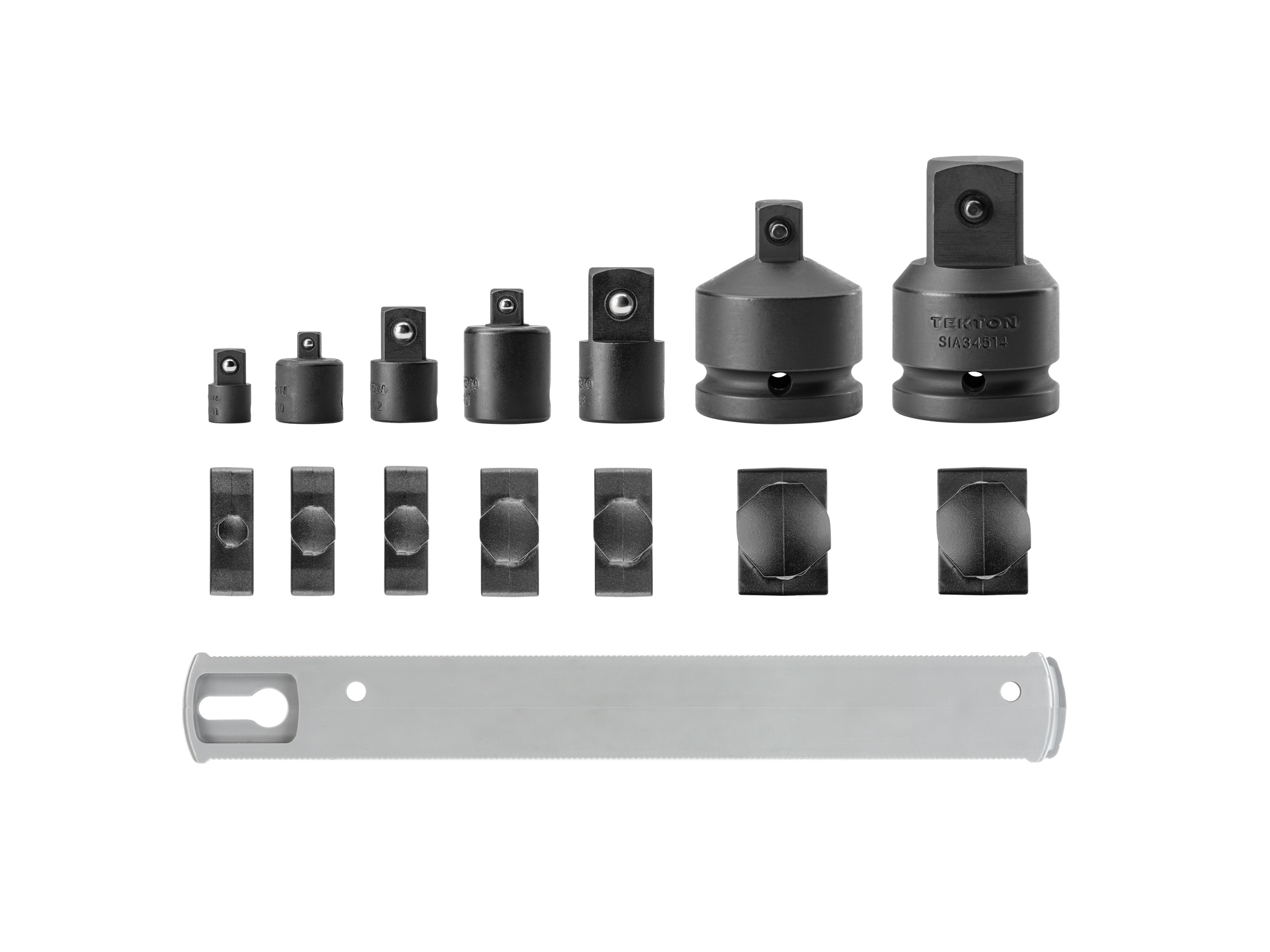 TEKTON 1/4, 3/8, 1/2, 3/4 Inch Drive Impact Adapter/Reducer Set with Rail (7-Piece)