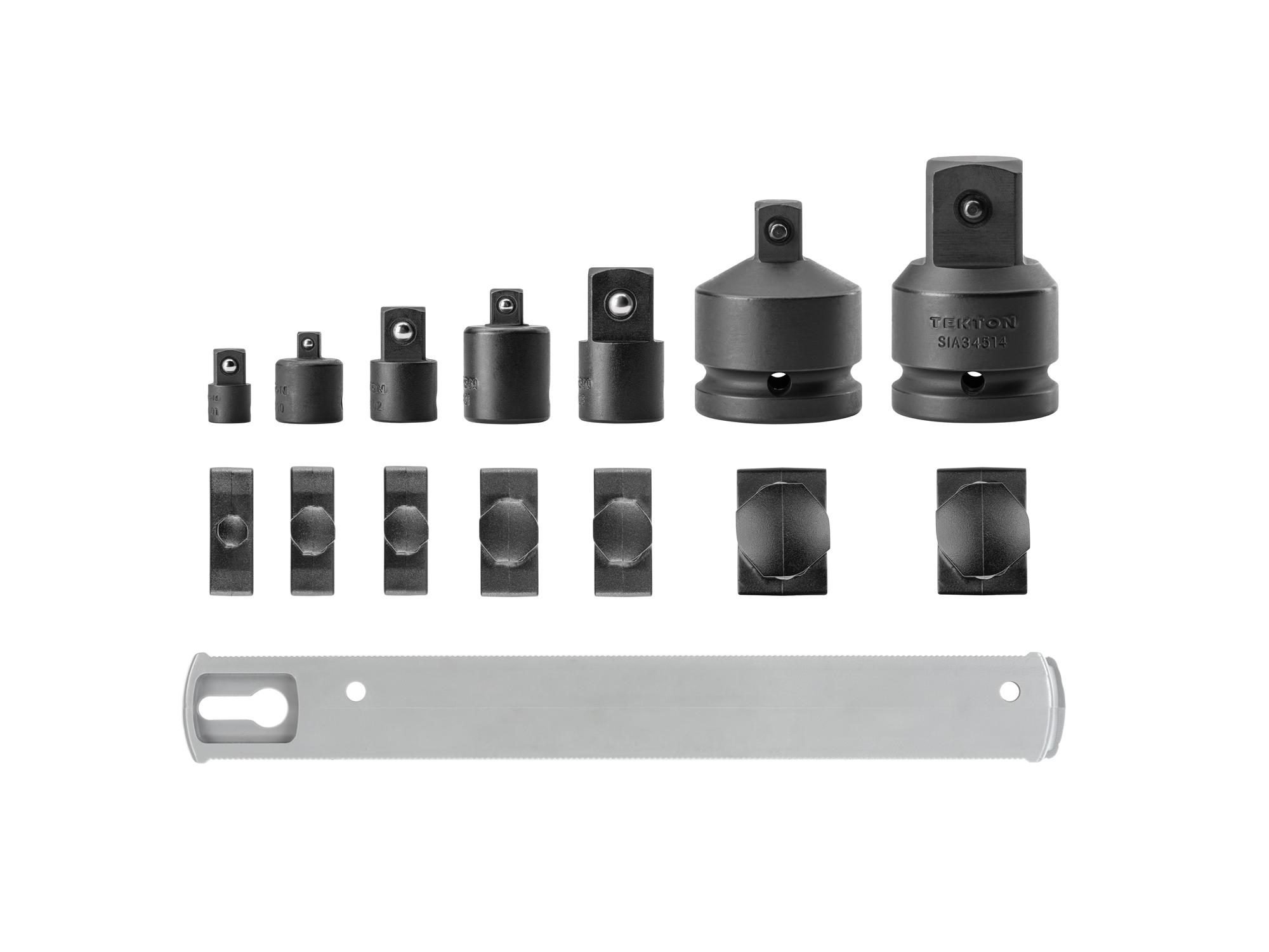 Laid out contents of Tekton 8.1 impact drive accessory set. Item #SIA99127