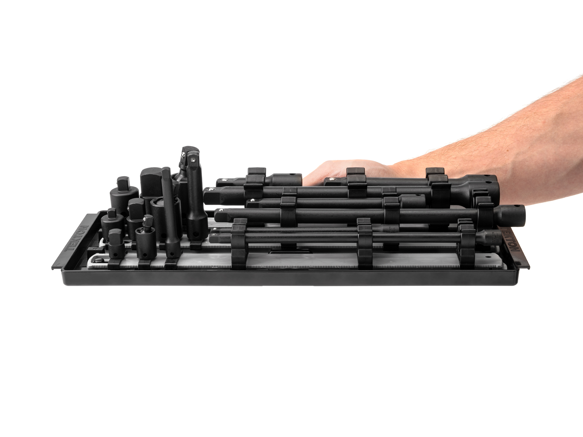 TEKTON 1/4, 3/8, 1/2 Inch Drive Impact Extension and Accessory Set with Rail (17-Piece)
