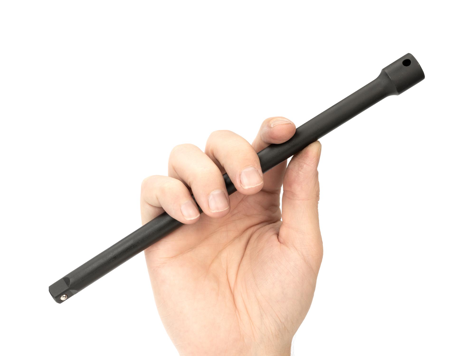 Person holding Tekton 10 inch impact drive accessory. Item #SIA11110