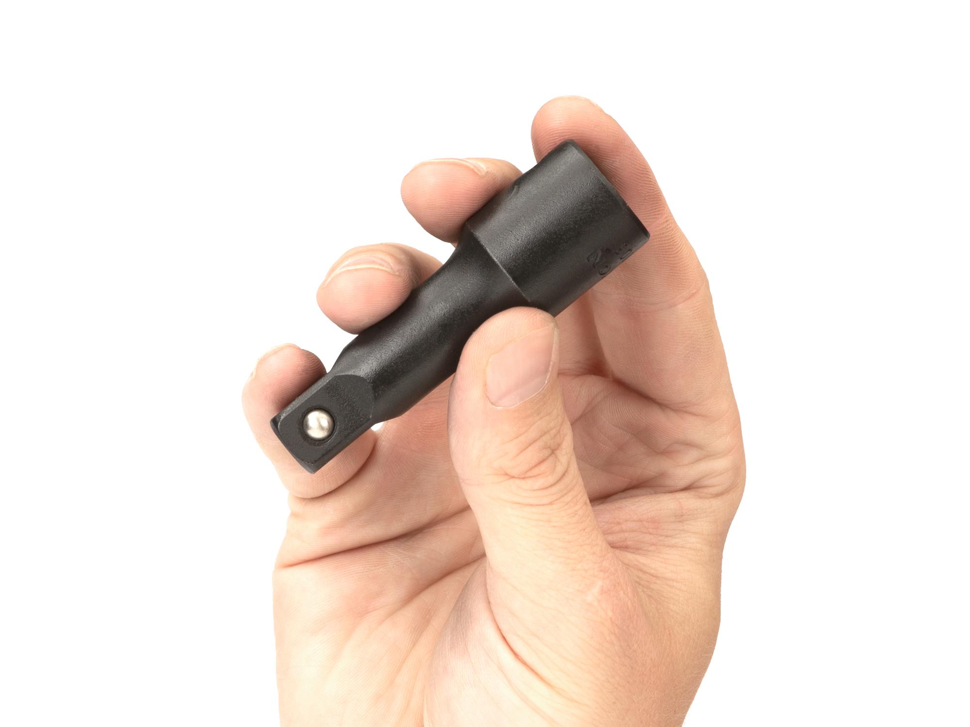 Person holding Tekton 3 inch impact drive accessory. Item #SIA21103