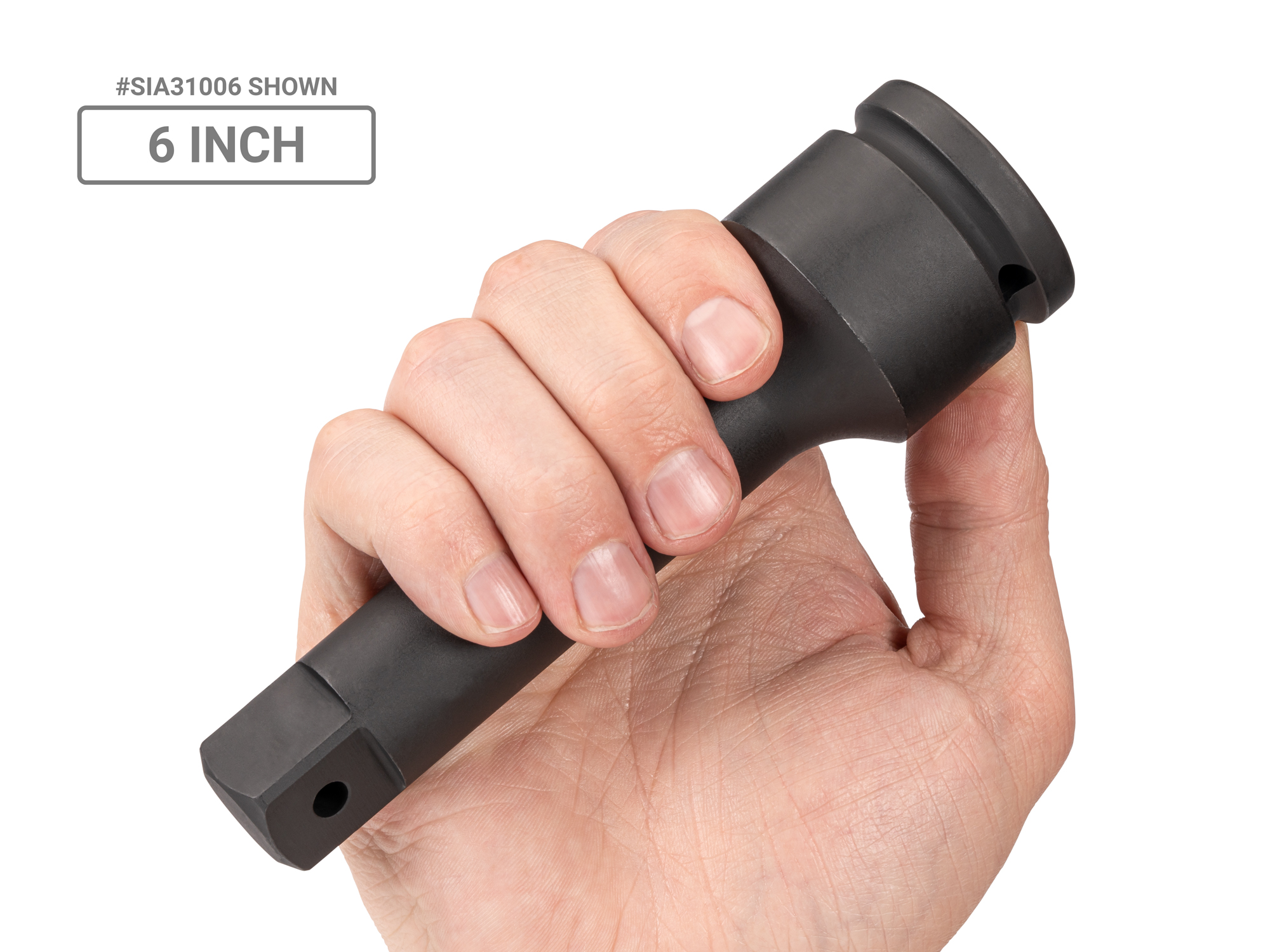 Person holding Tekton impact drive accessory. Item #SIA31006.