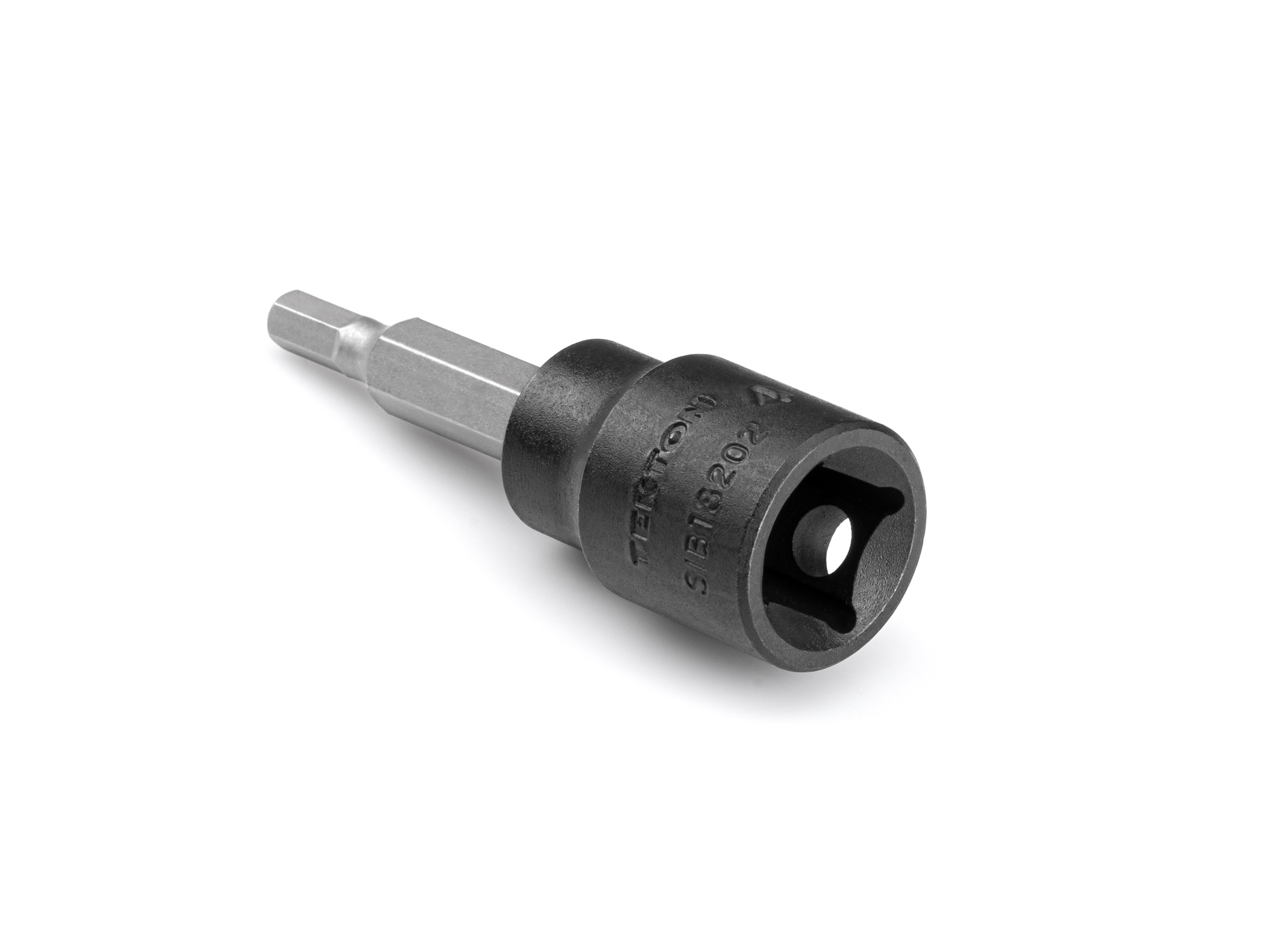 Size: 4 mm (metric) hex impact bit socket. Strong two-piece design combines S2 steel bit and Cr-V steel socket. SIB13202.