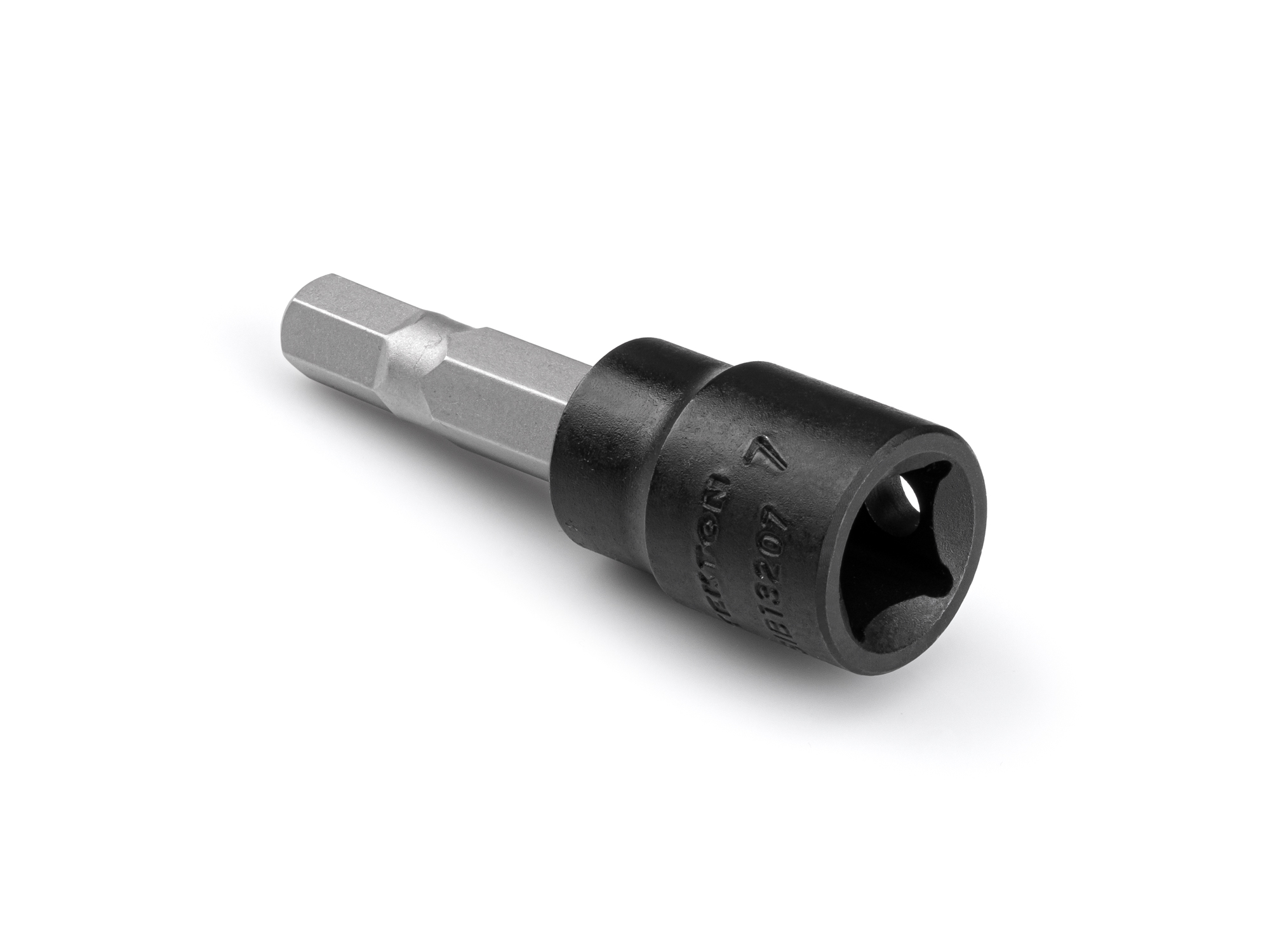 Size: 7 mm (metric) hex impact bit socket. Strong two-piece design combines S2 steel bit and Cr-V steel socket. SIB13207.