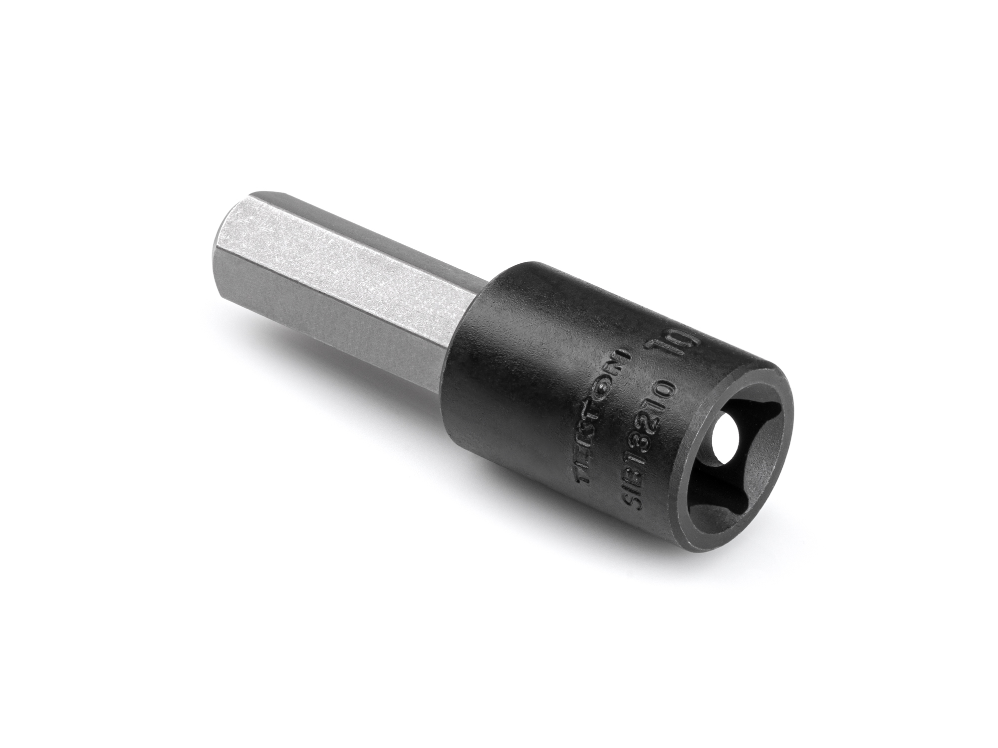 Size: 10 mm (metric) hex impact bit socket. Strong two-piece design combines S2 steel bit and Cr-V steel socket. SIB13210.