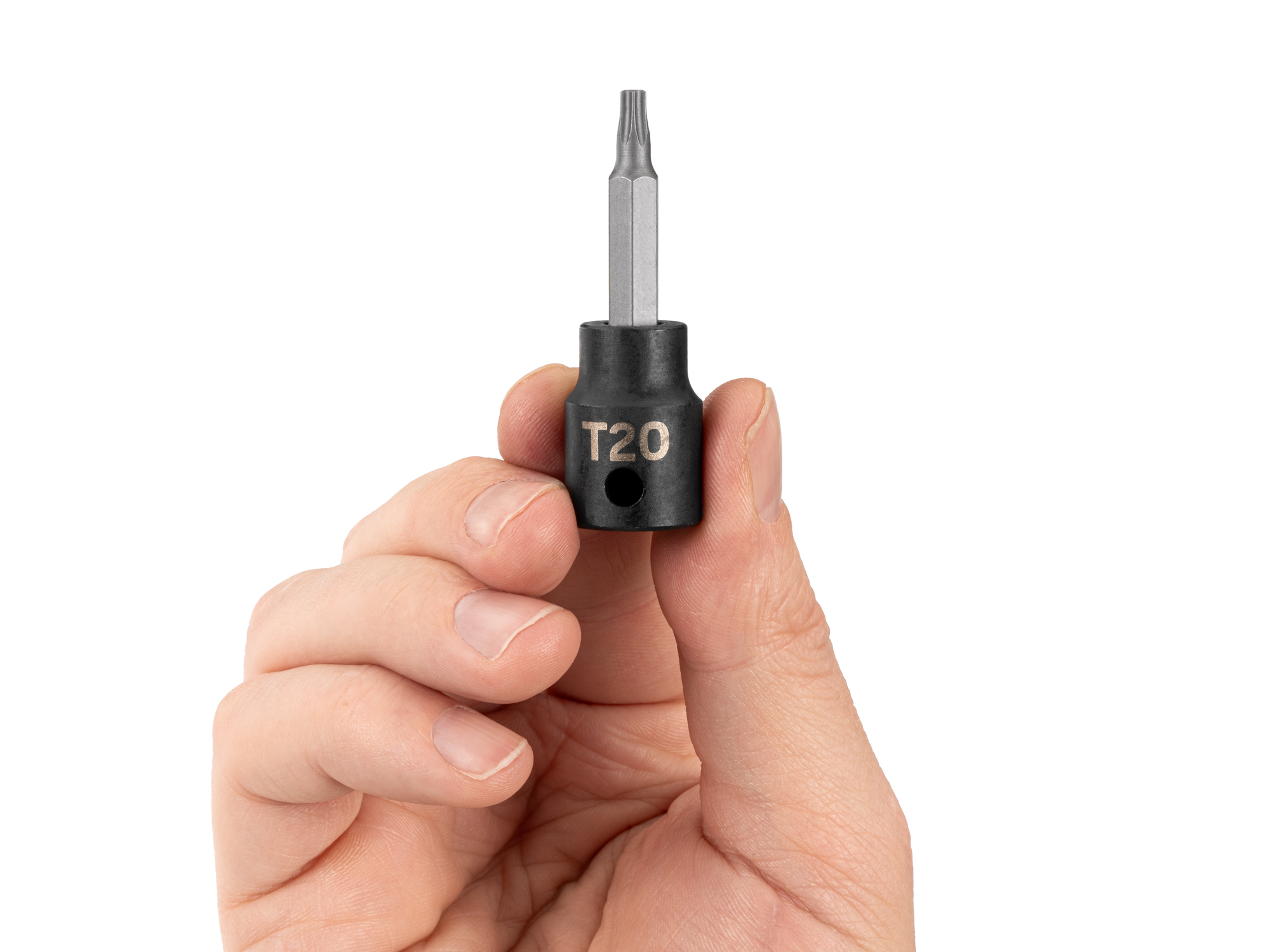 Size: T20 Torx impact bit socket. Strong two-piece design combines S2 steel bit and Cr-V steel socket. SIB14220.