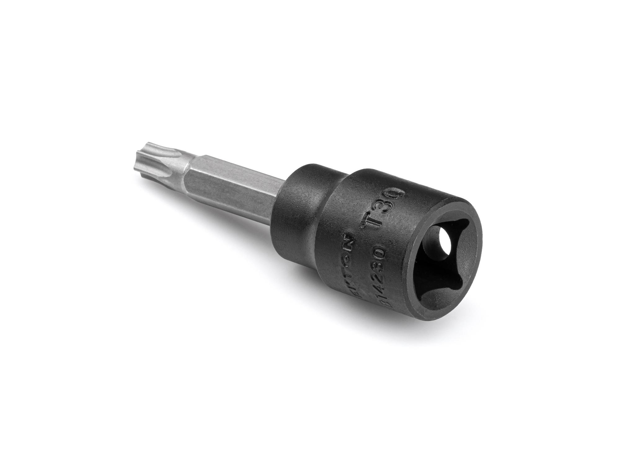 Size: T30 Torx impact bit socket. Strong two-piece design combines S2 steel bit and Cr-V steel socket. SIB14230.