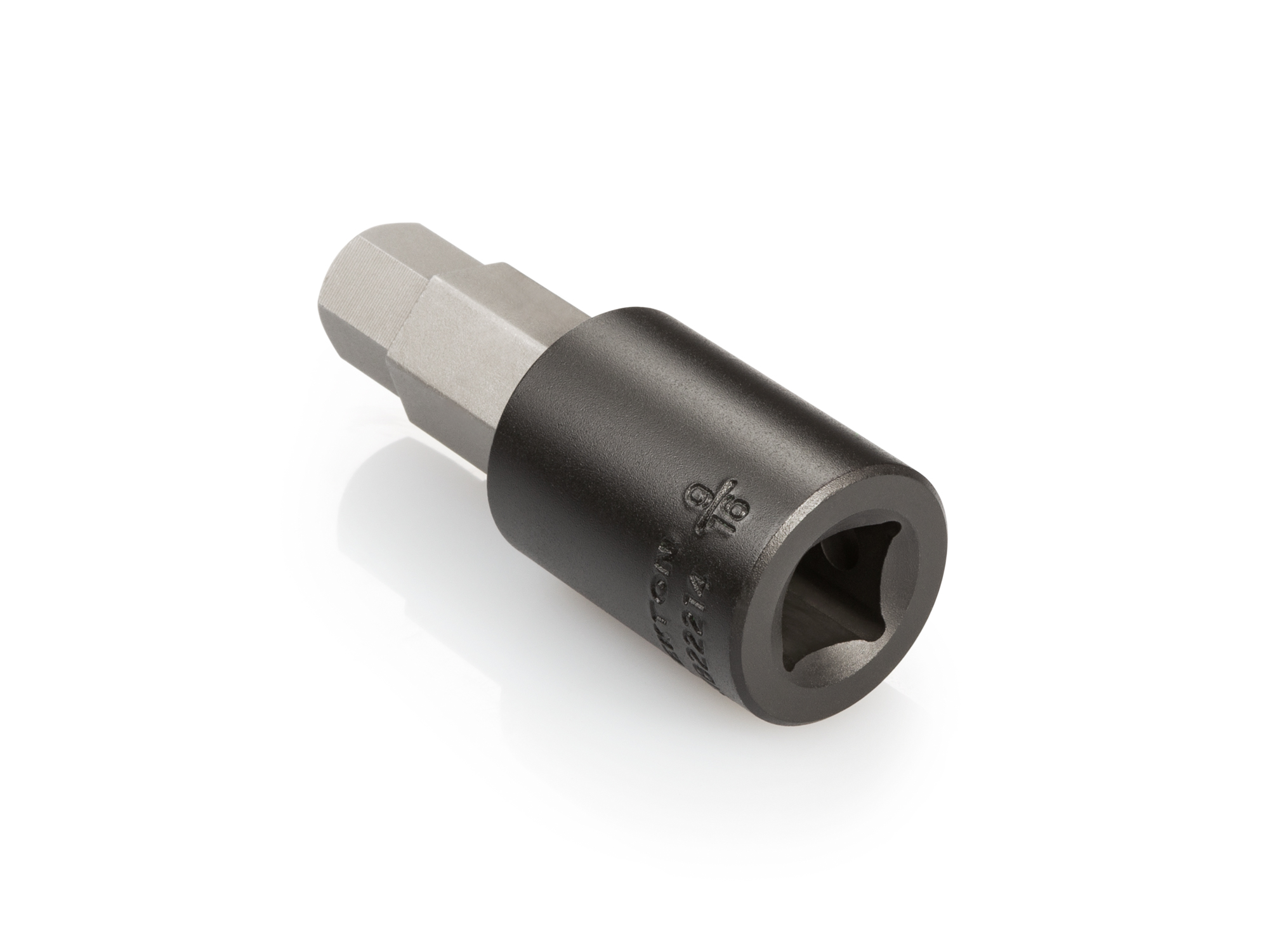 Size: 9/16 inch (SAE) hex impact bit socket. Strong two-piece design combines S2 steel bit and Cr-Mo steel socket. SIB22214.