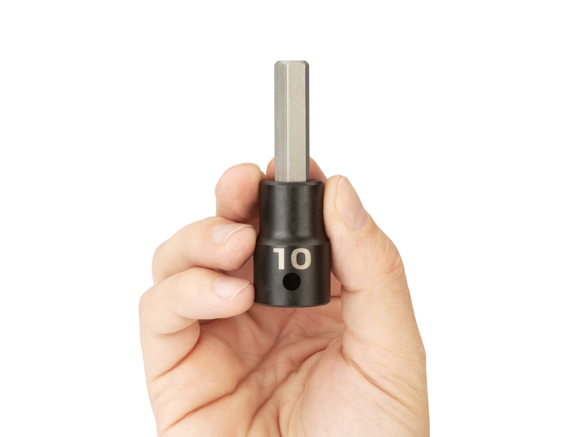 Size: 10 mm (metric) hex impact bit socket. Strong two-piece design combines S2 steel bit and Cr-Mo steel socket. SIB23210.