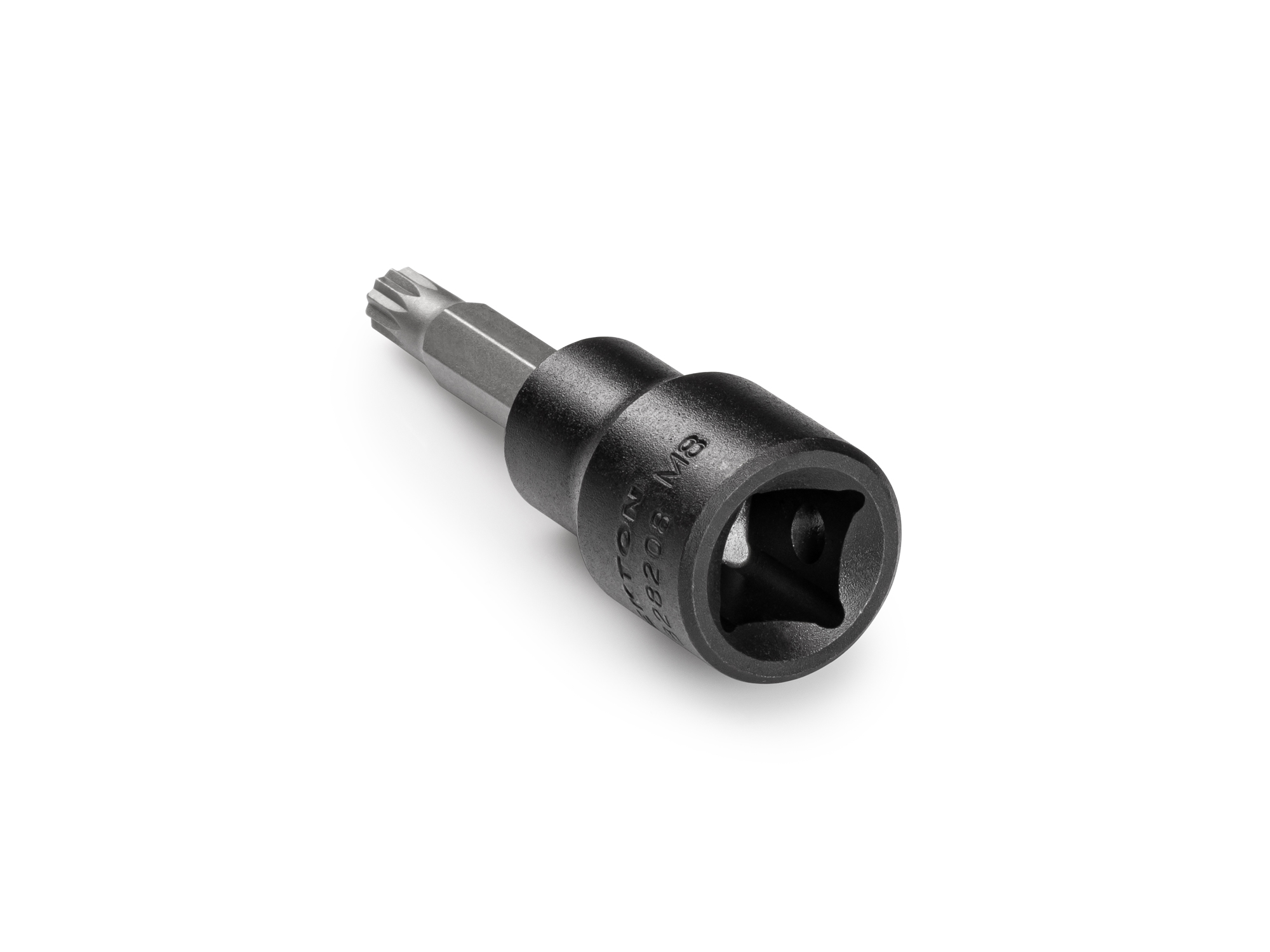 M8 triple square impact bit socket. Strong 2-piece bit socket designed for impact use combines S2 steel bit and Cr-Mo socket. SIB28208.