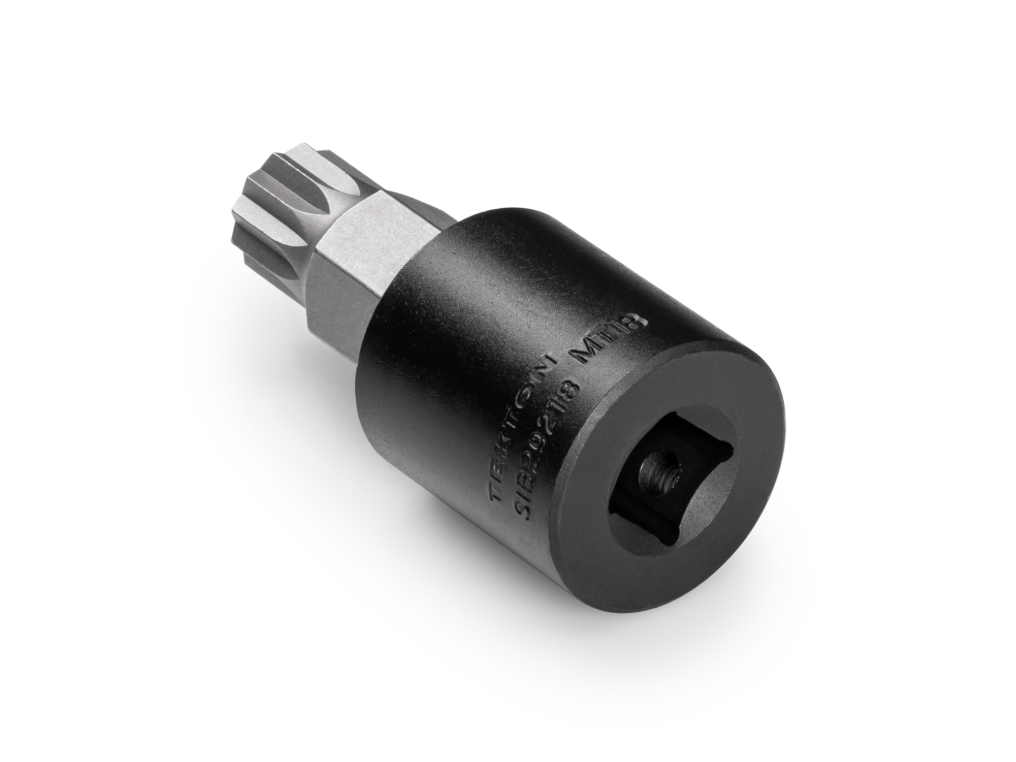 MT18 tamper-resistant triple square (XZN) impact bit socket. Strong 2-piece bit socket designed for impact use combines S2 steel bit and Cr-Mo socket. SIB29218.