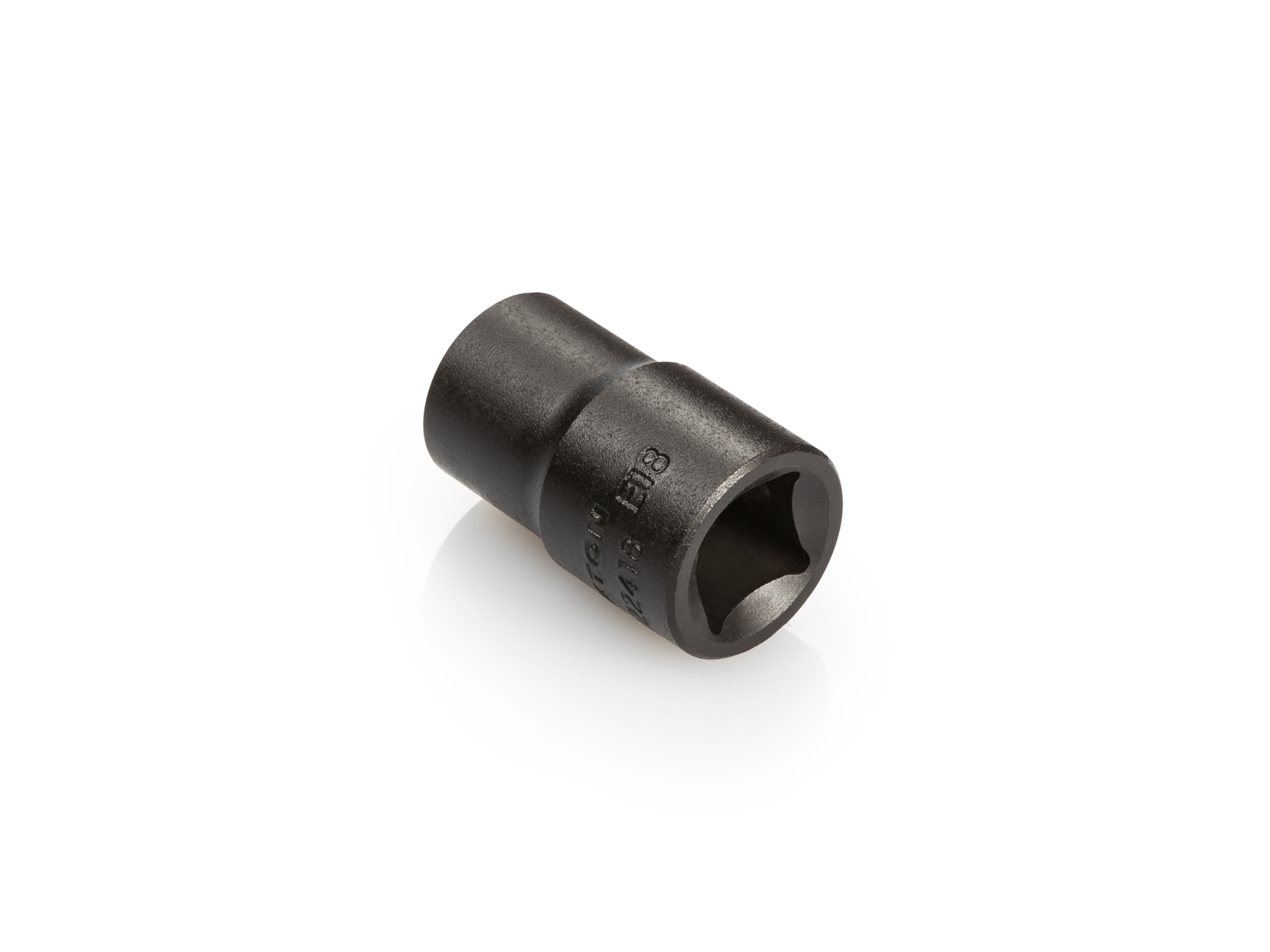 Size: E18 e-star (External Star) individual impact socket. Has a high-visibility laser etched size marking and a permanent stamped size marking. SID22418.