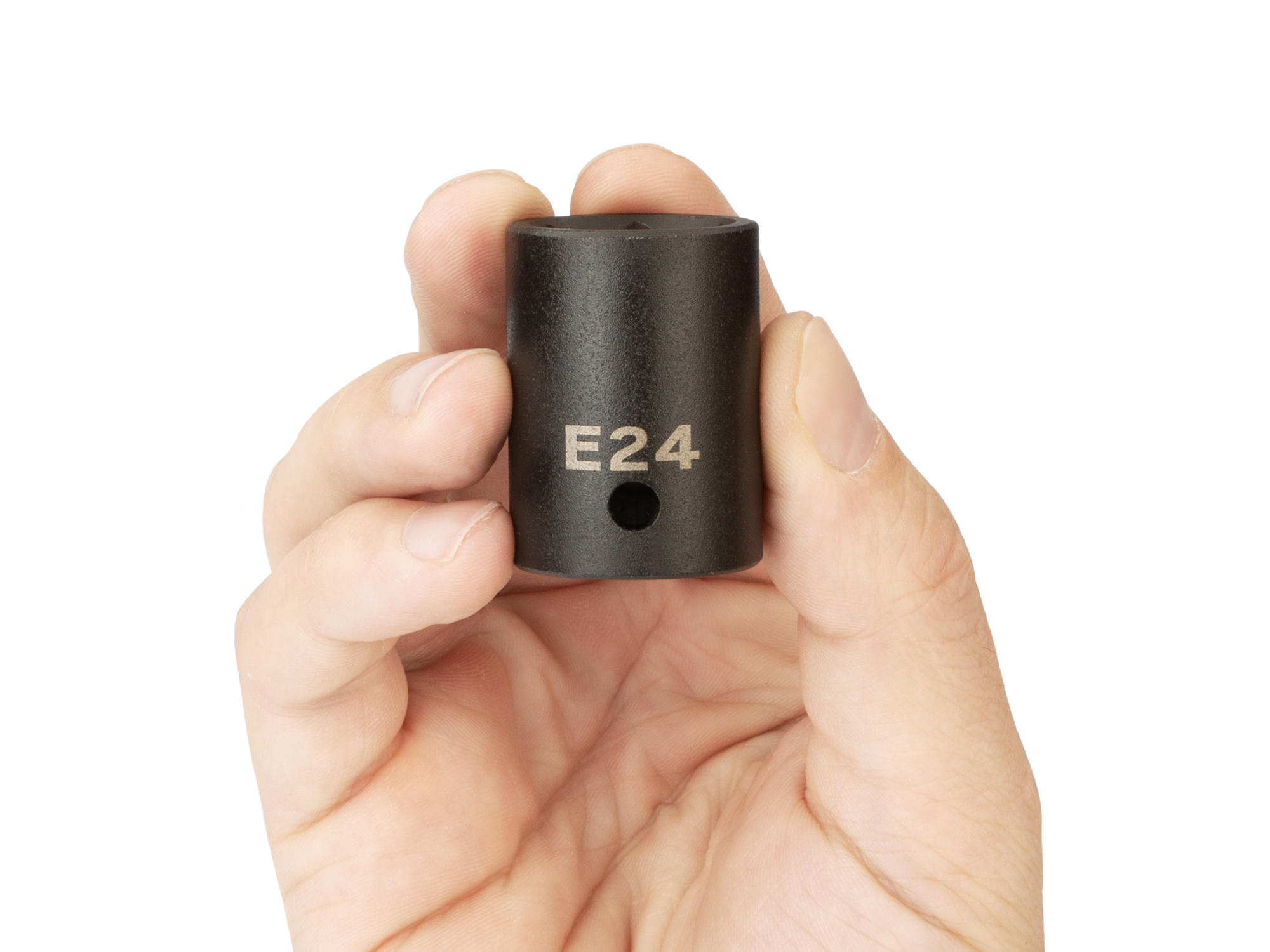 Size: E24 e-star (External Star) individual impact socket. Has a high-visibility laser etched size marking and a permanent stamped size marking. SID22424.