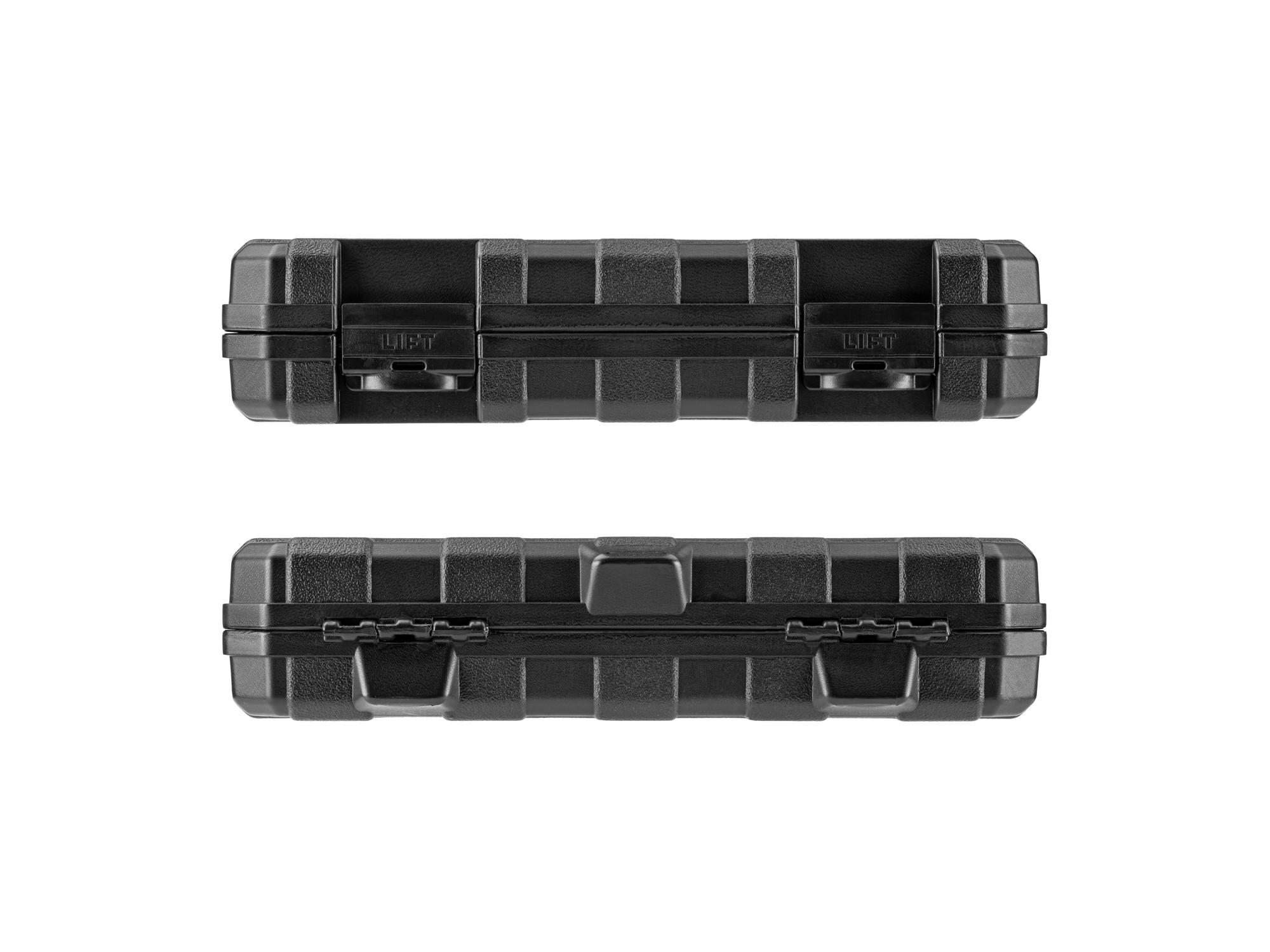 Side view of Tekton case impact drive universal joint socket set. Item #SID97301