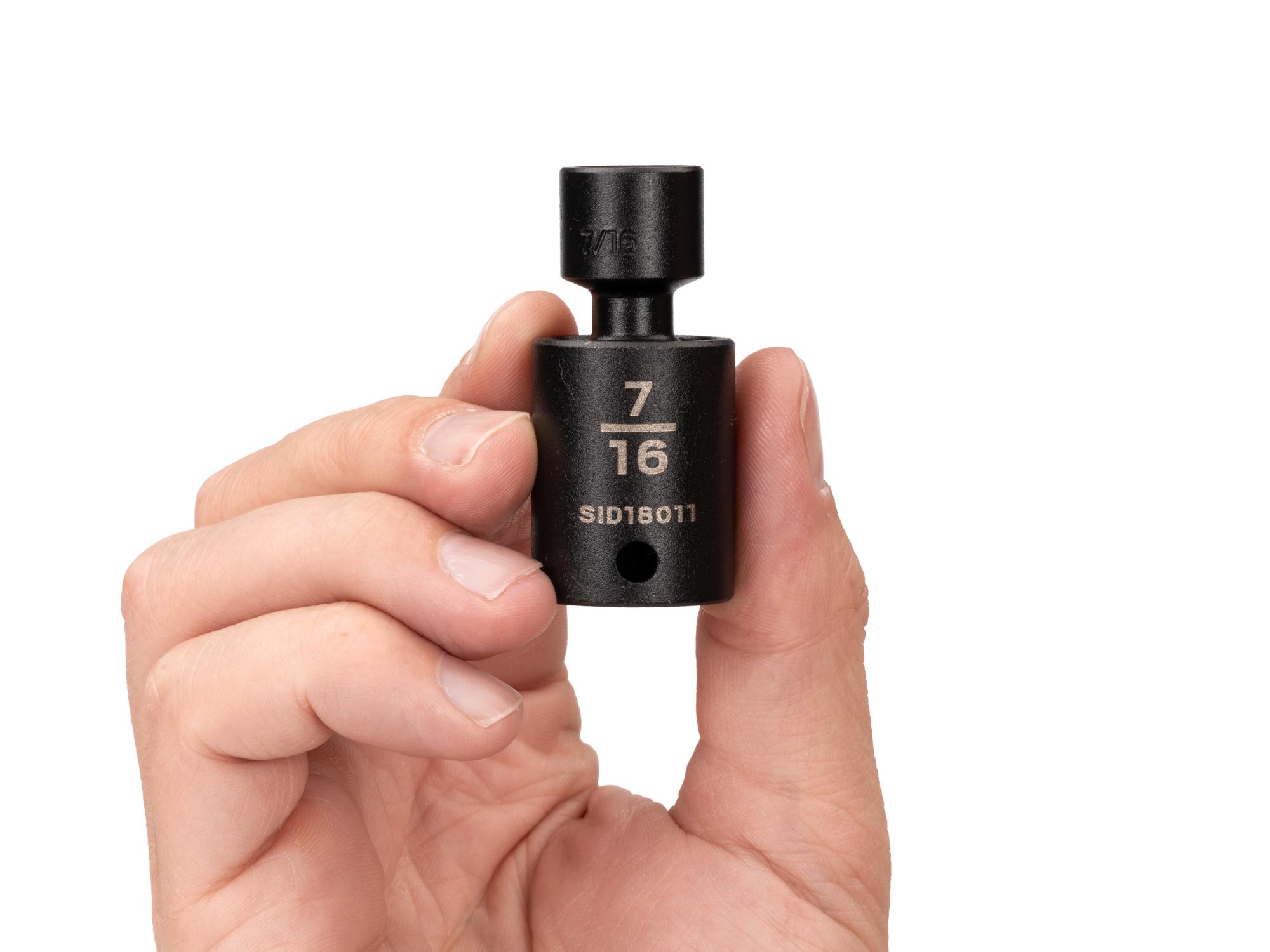 Person holding Tekton impact drive universal joint socket. Item #SID18011