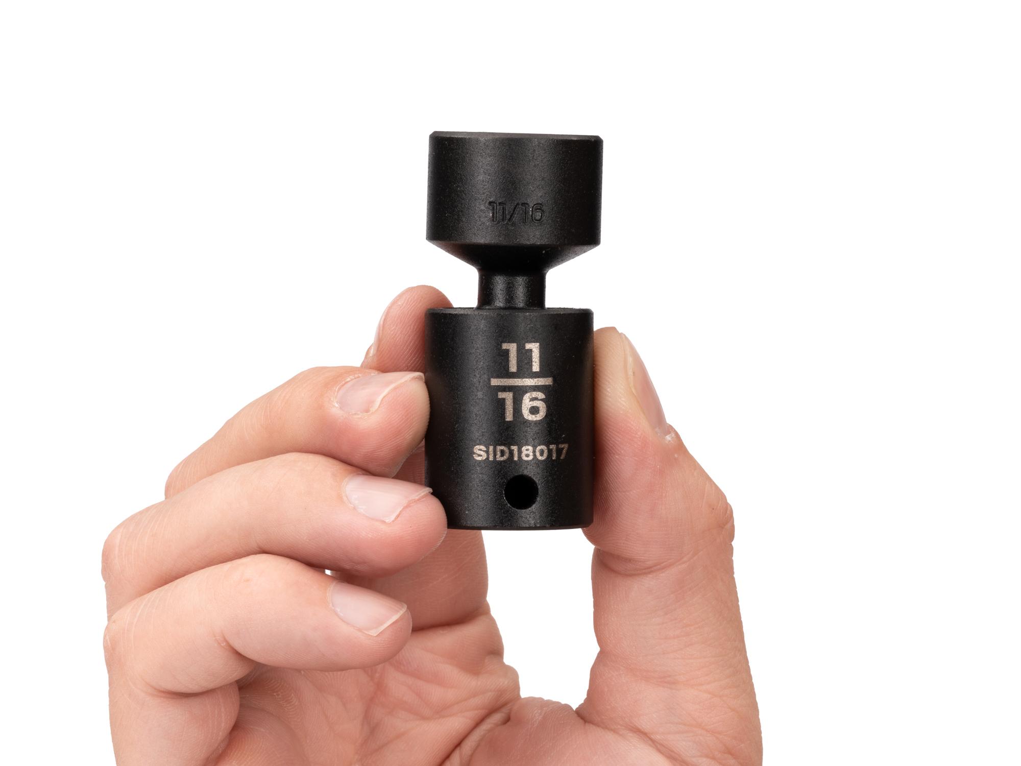 Person holding Tekton impact drive universal joint socket. Item #SID18017