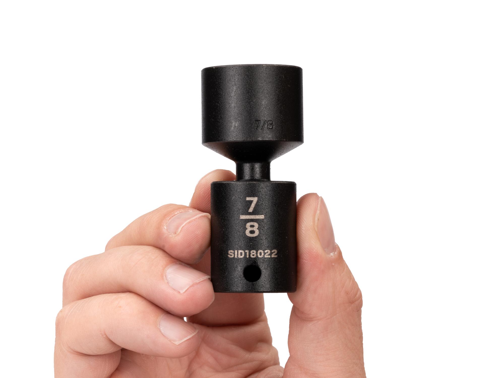 Person holding Tekton impact drive universal joint socket. Item #SID18022
