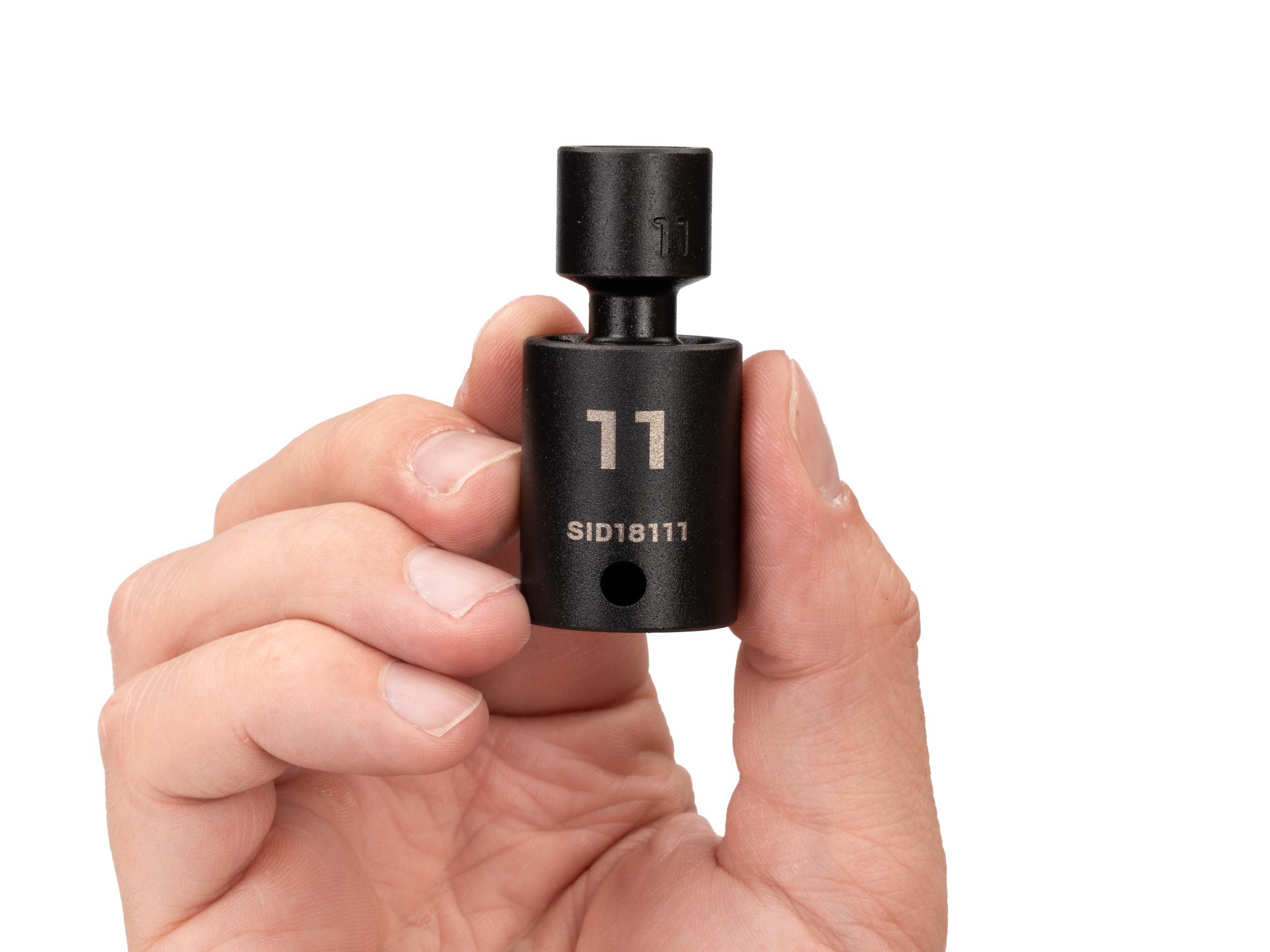 Person holding Tekton impact drive universal joint socket. Item #SID18111