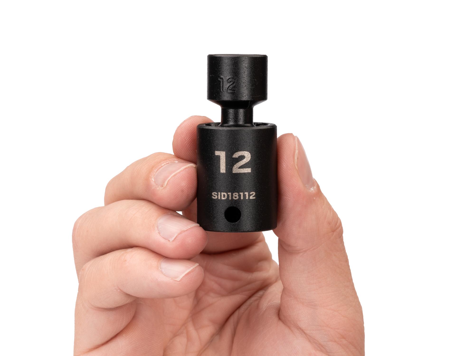 Person holding Tekton impact drive universal joint socket. Item #SID18112