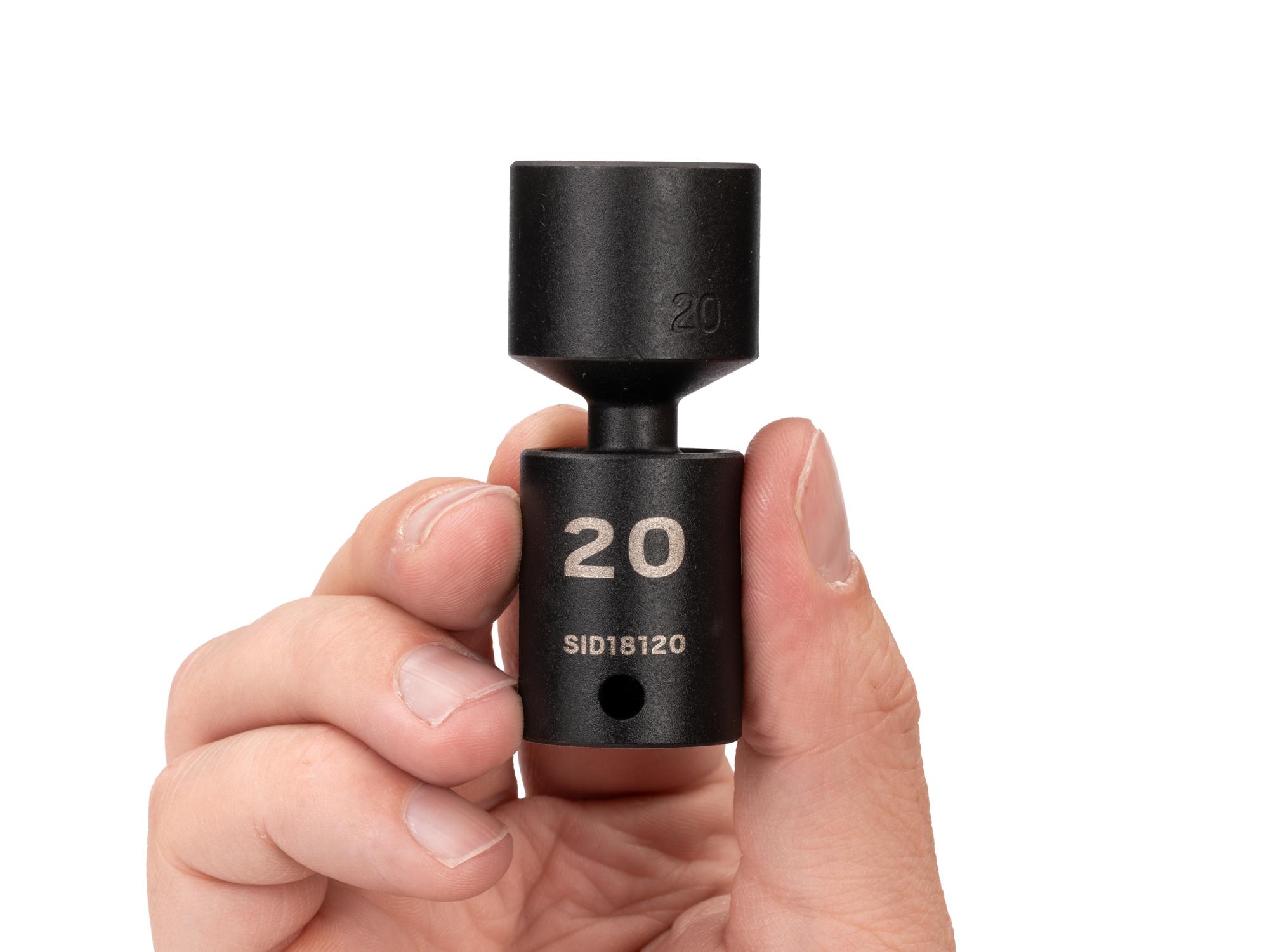 Person holding Tekton impact drive universal joint socket. Item #SID18120