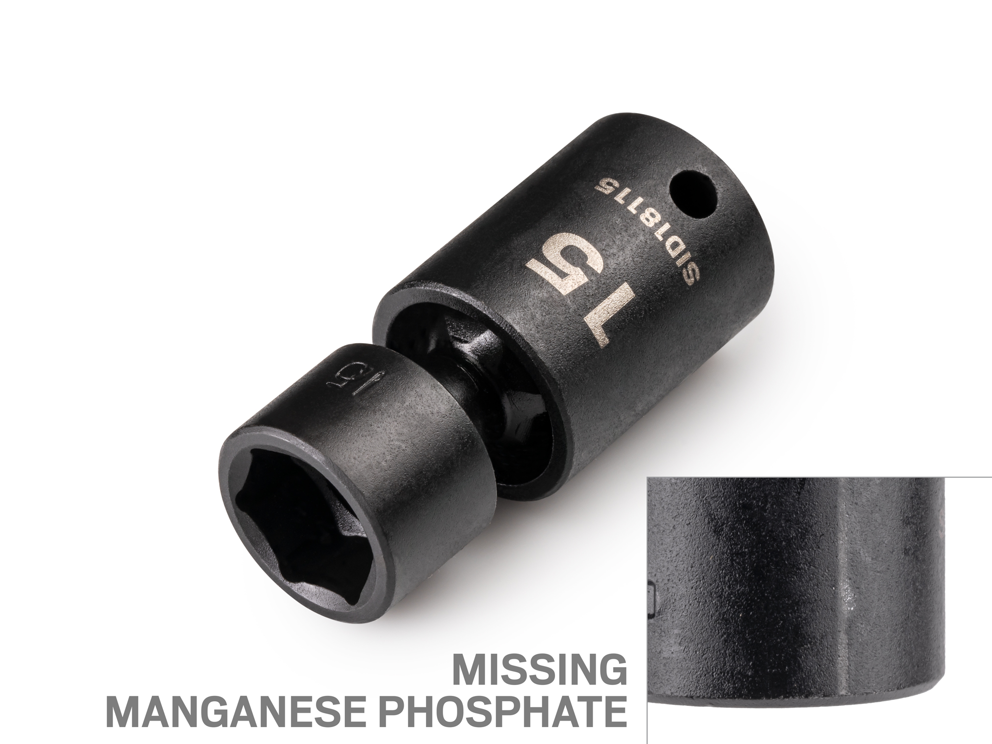 3/8 Inch Drive x 15 mm 6-Point Universal Joint Impact Socket (Blemished)