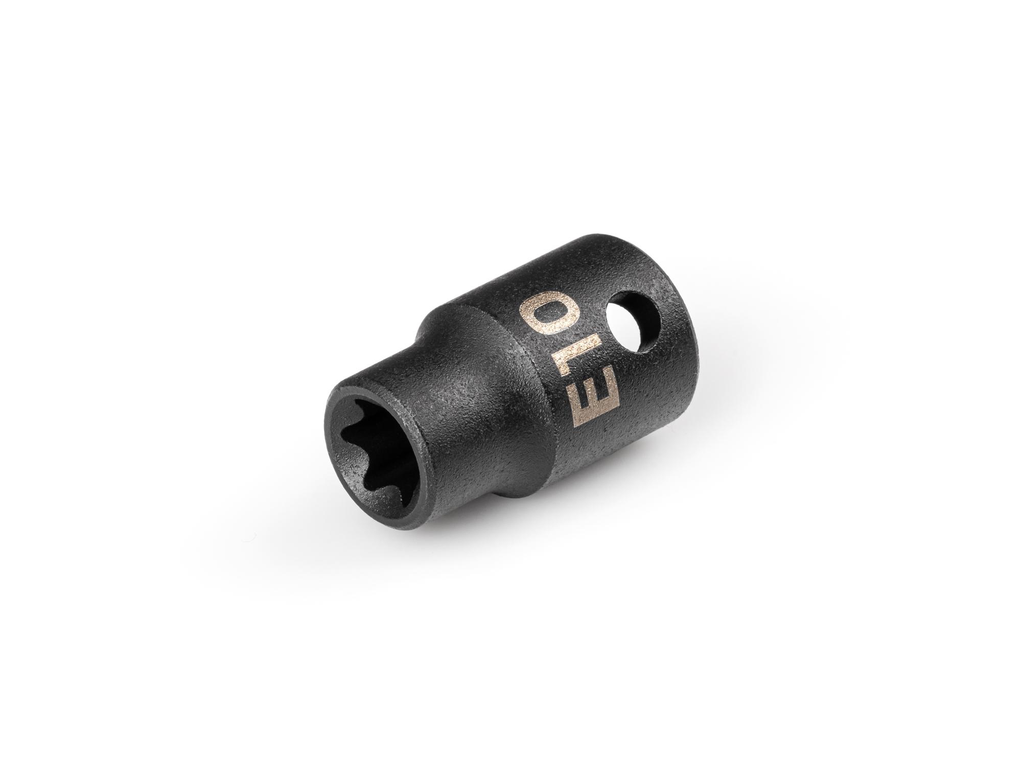 Front-right angle view of Tekton impact drive external star socket. Item #SID12410