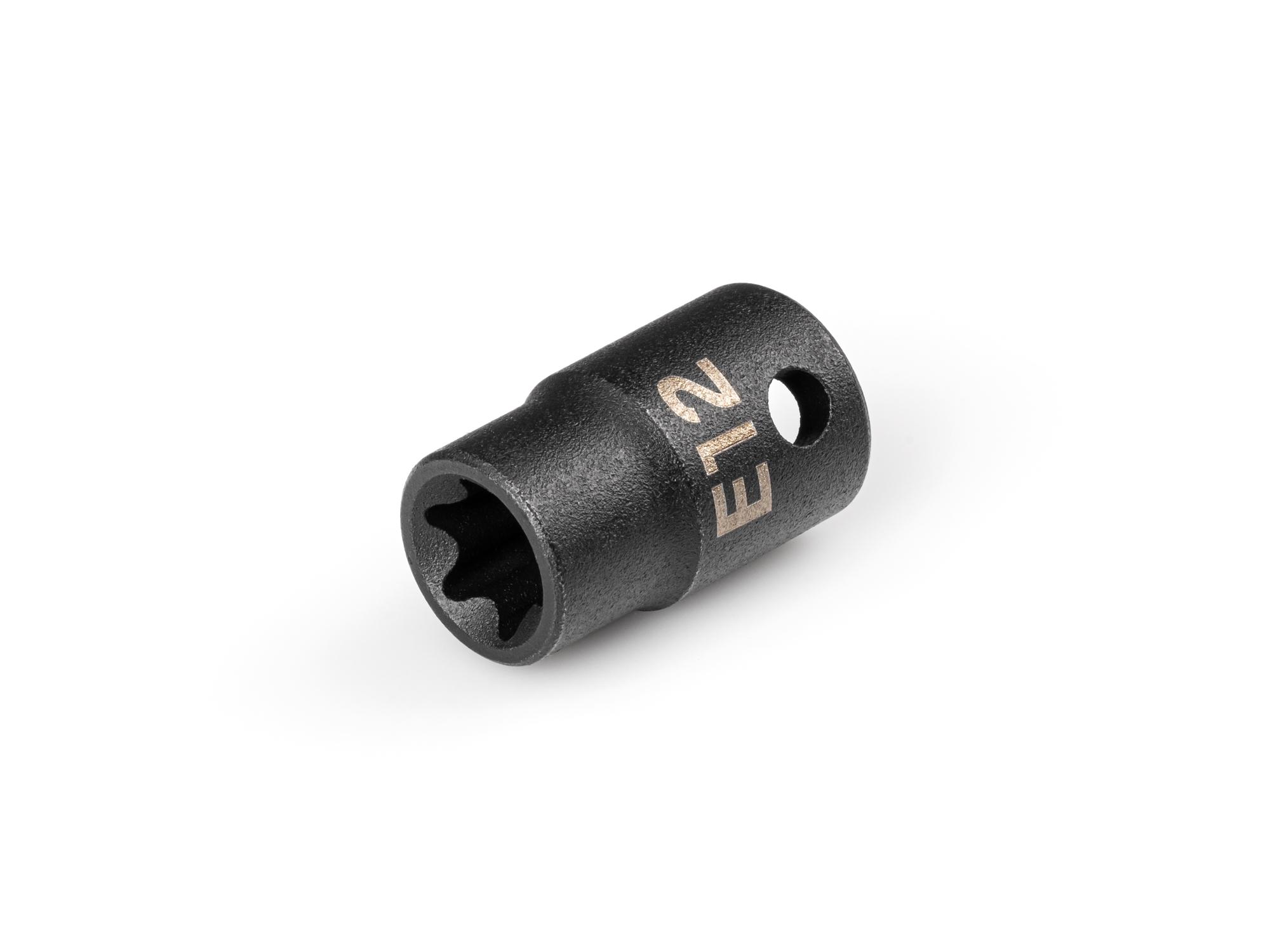 Front-right angle view of Tekton impact drive external star socket. Item #SID12412
