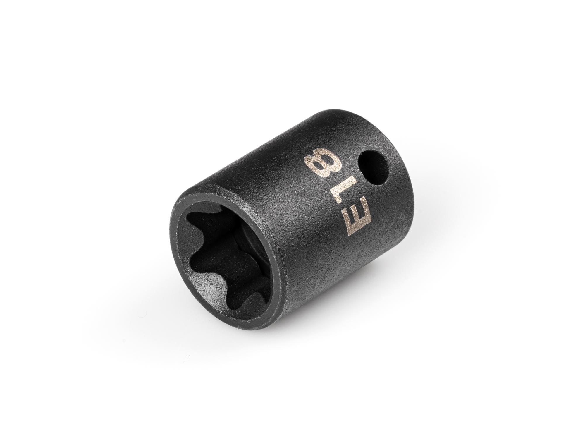 Front-right angle view of Tekton impact drive external star socket. Item #SID12418