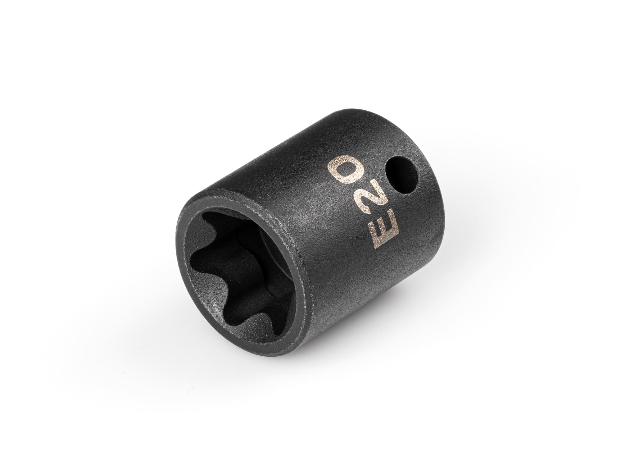 Front-right angle view of Tekton impact drive external star socket. Item #SID12420