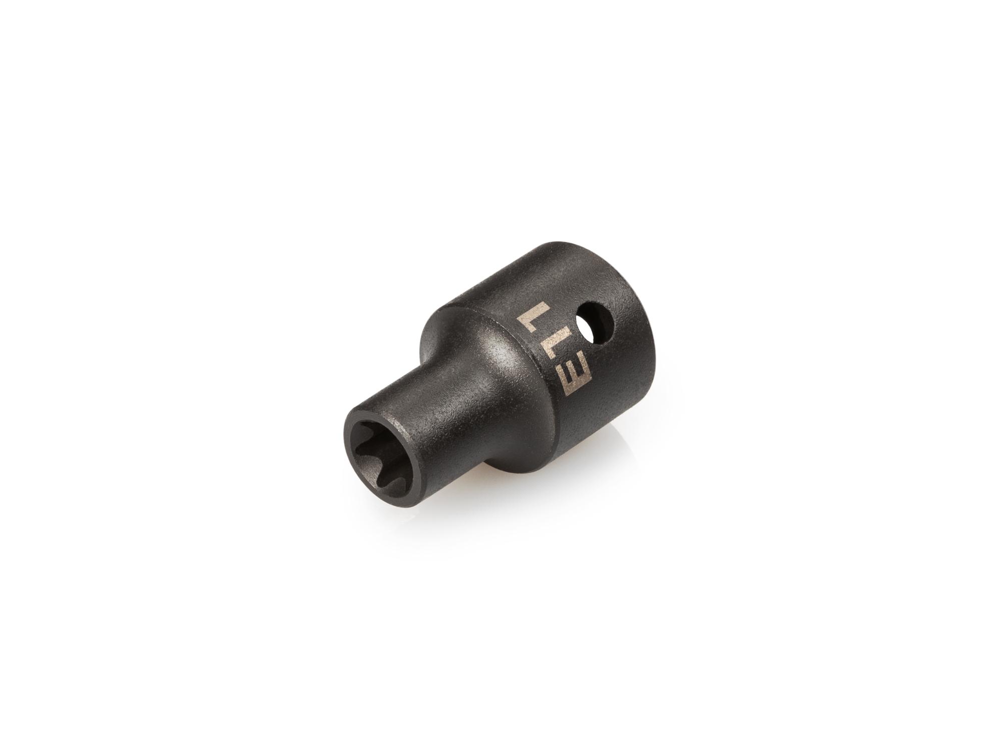 Front-right angle view of Tekton impact drive external star socket. Item #SID22411