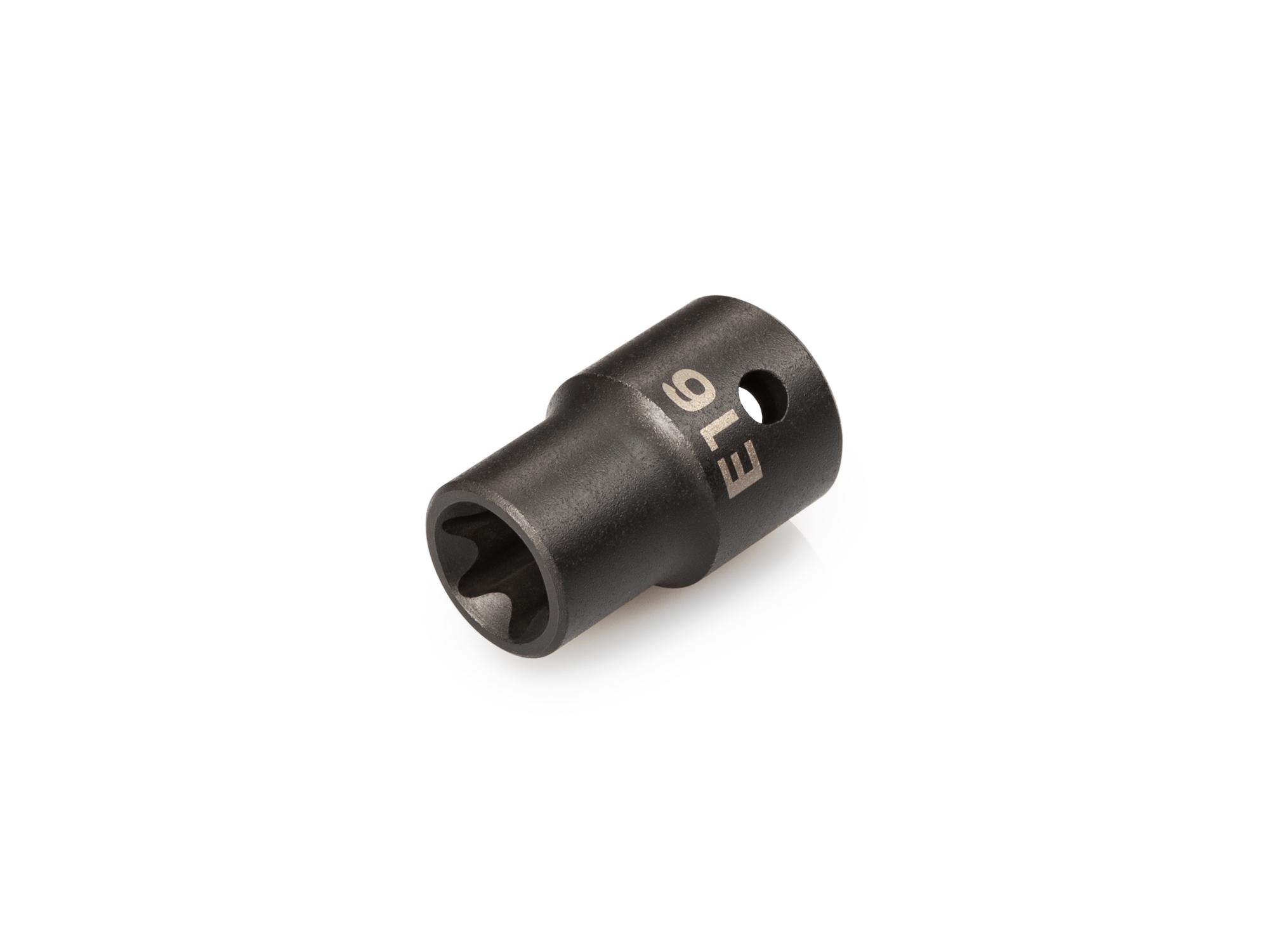 Front-right angle view of Tekton impact drive external star socket. Item #SID22416