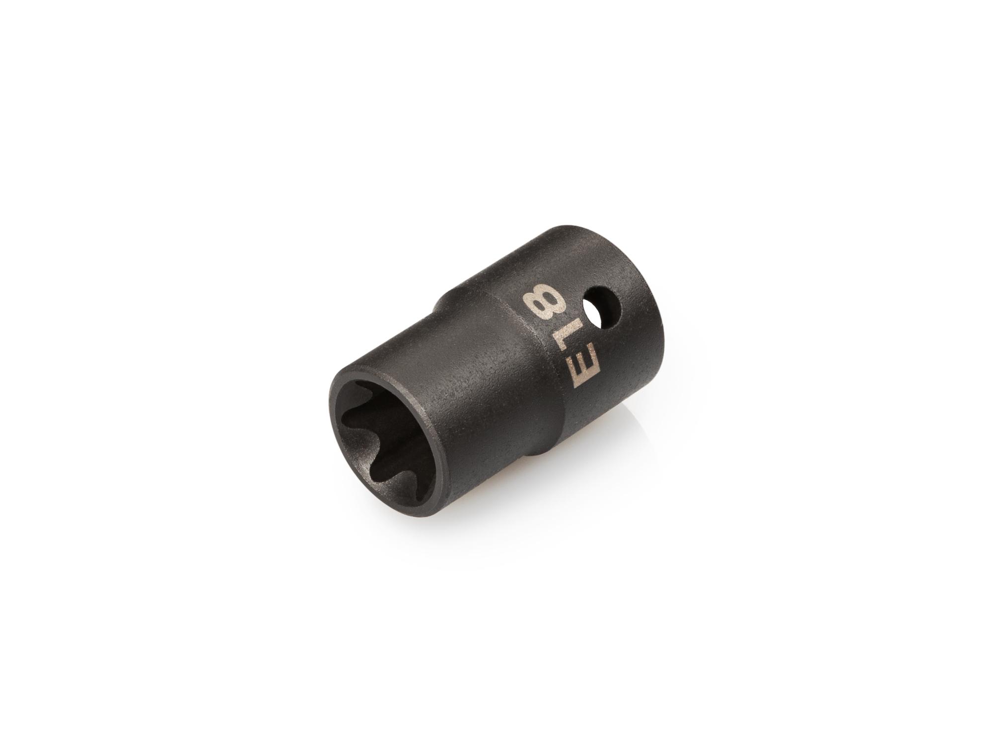 Front-right angle view of Tekton impact drive external star socket. Item #SID22418