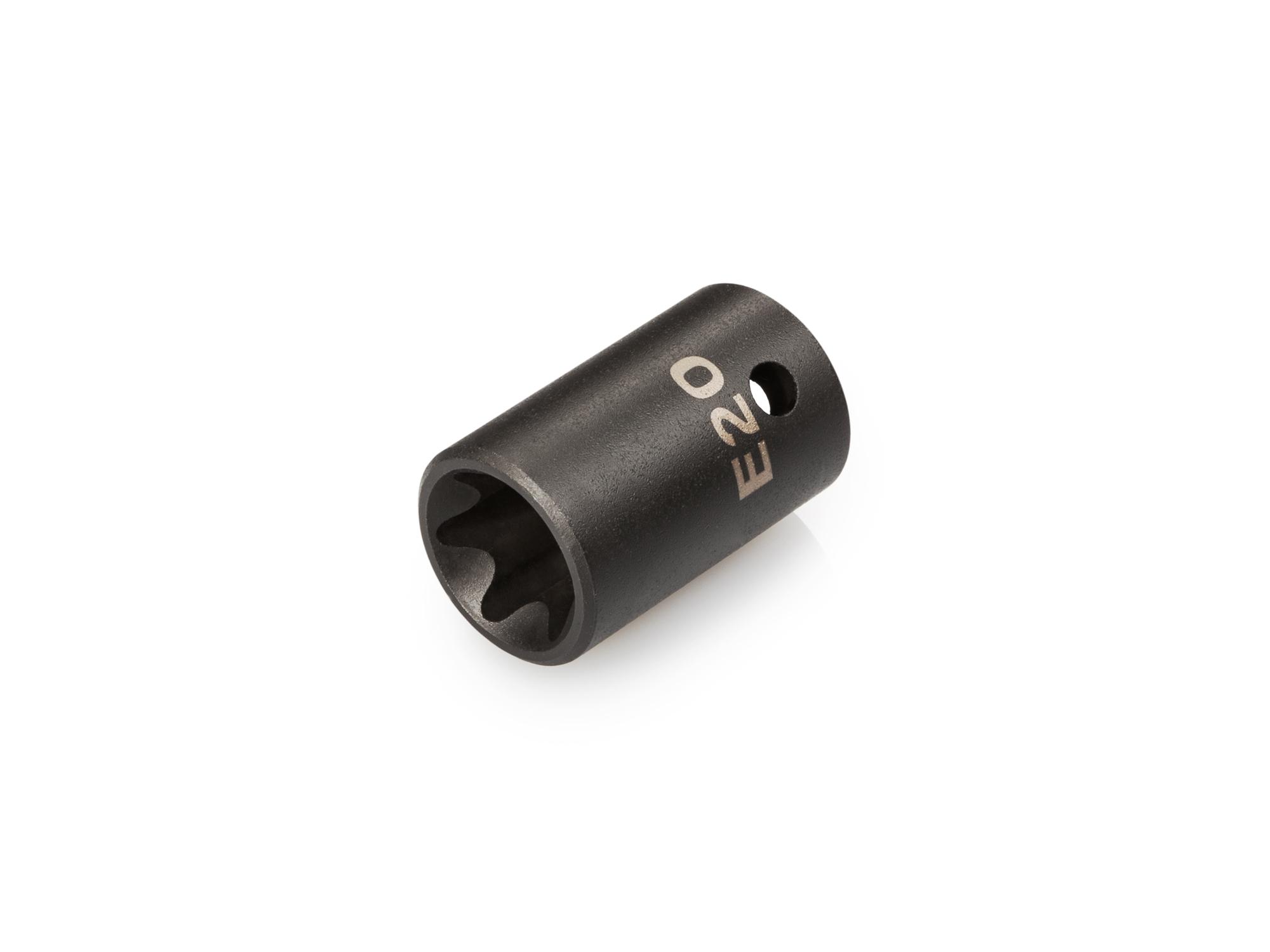 Front-right angle view of Tekton impact drive external star socket. Item #SID22420