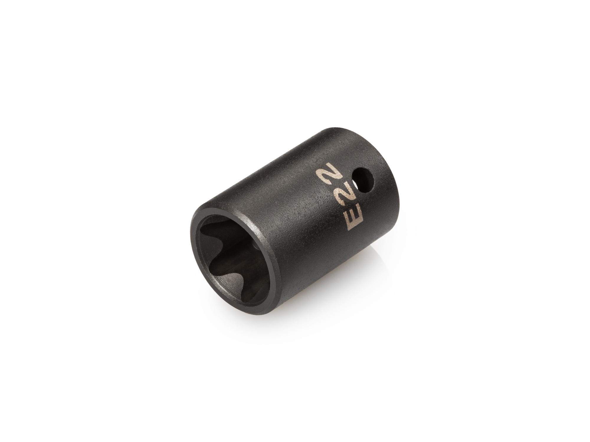 Front-right angle view of Tekton impact drive external star socket. Item #SID22422