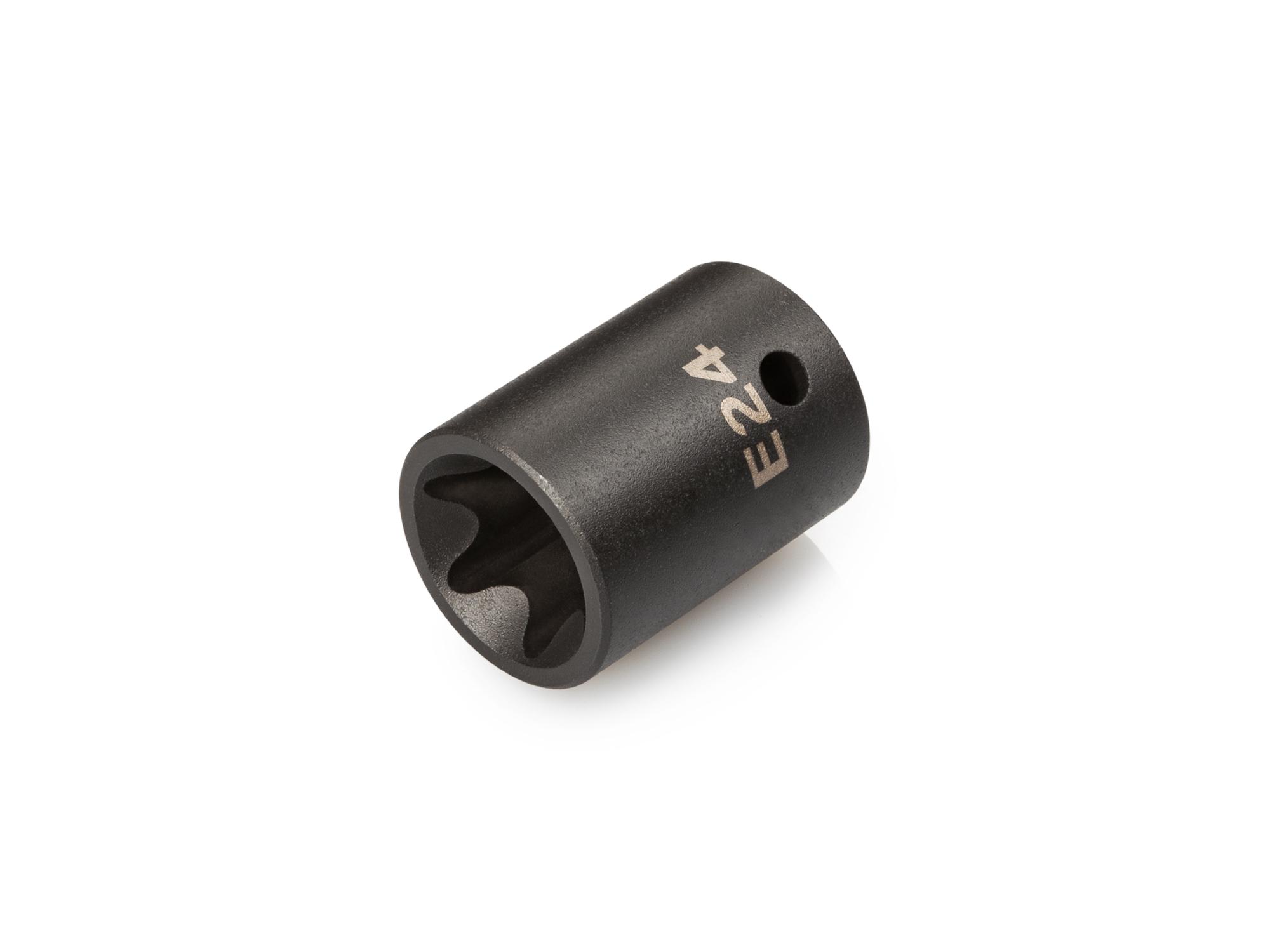 Front-right angle view of Tekton impact drive external star socket. Item #SID22424