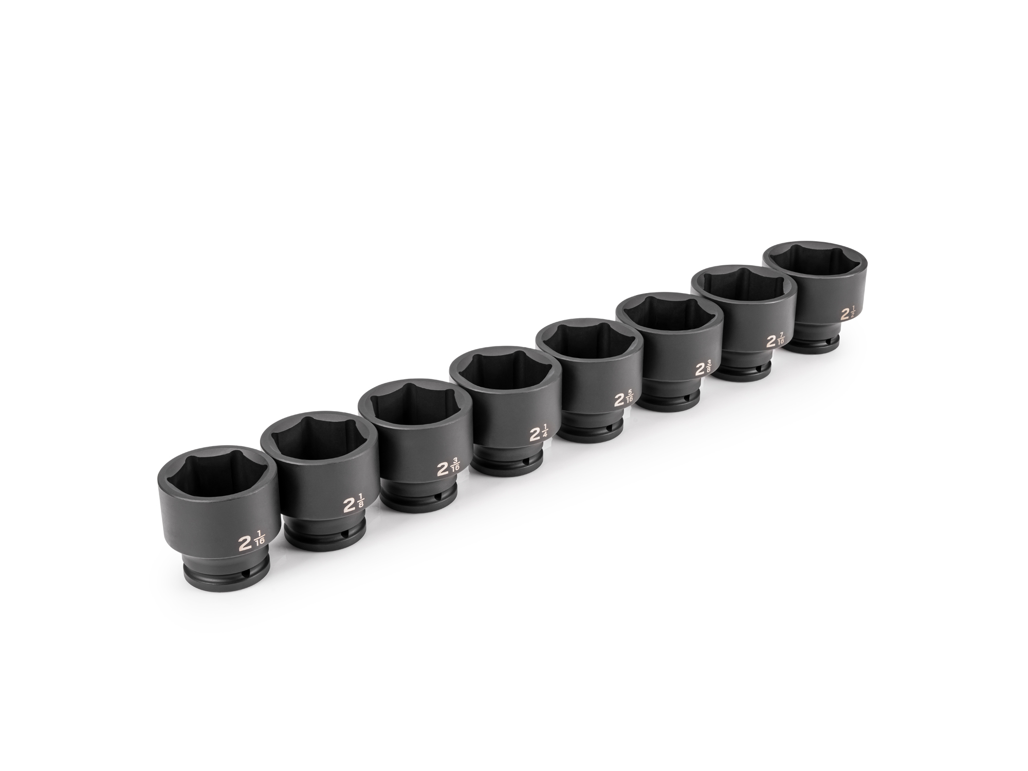 Front-right angle view of Tekton  impact drive 6-point socket set. Item #SID93004