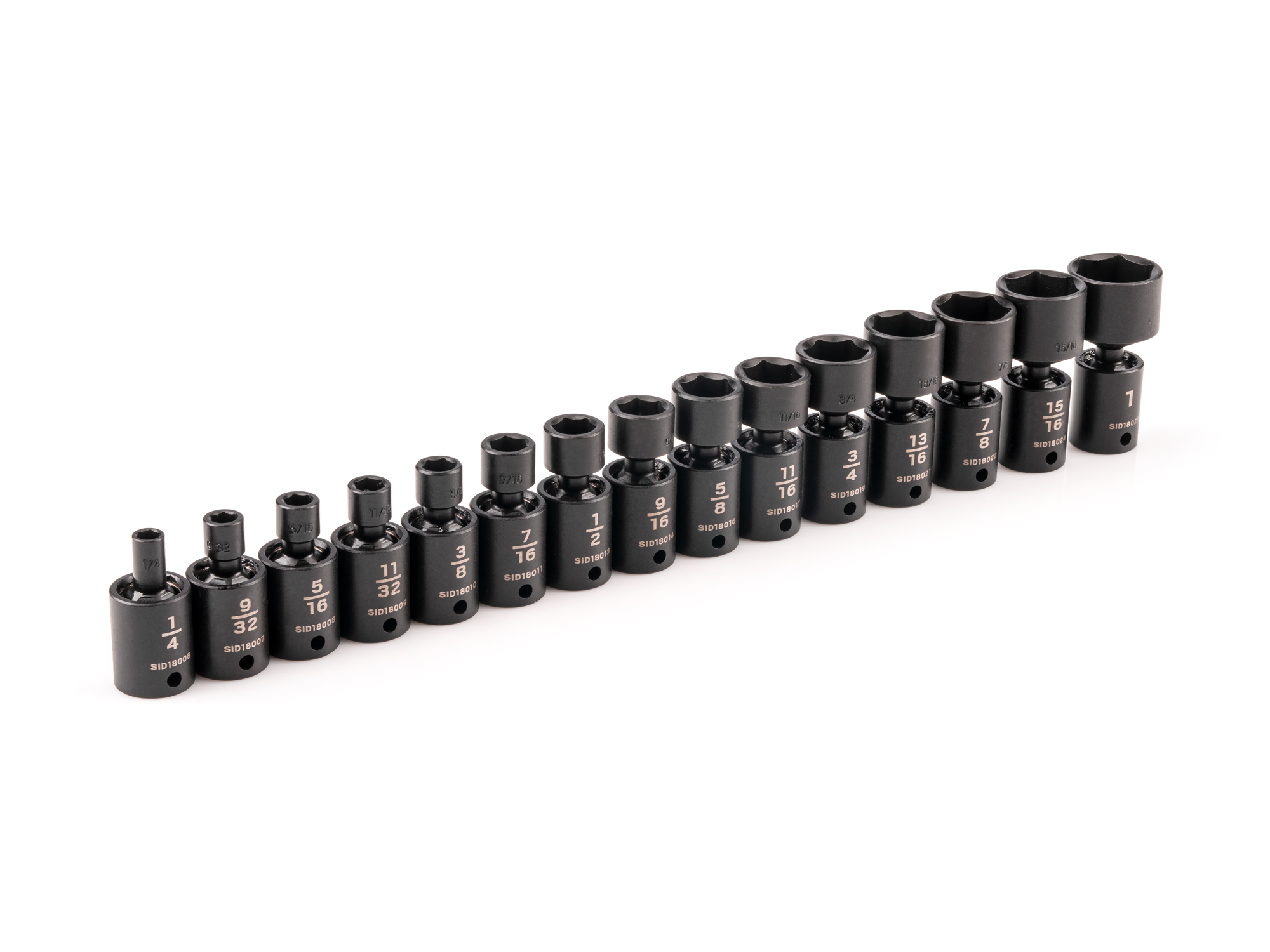 TEKTON 3/8 Inch Drive 6-Point Universal Joint Impact Socket Set, 15-Piece (1/4-1 in.)