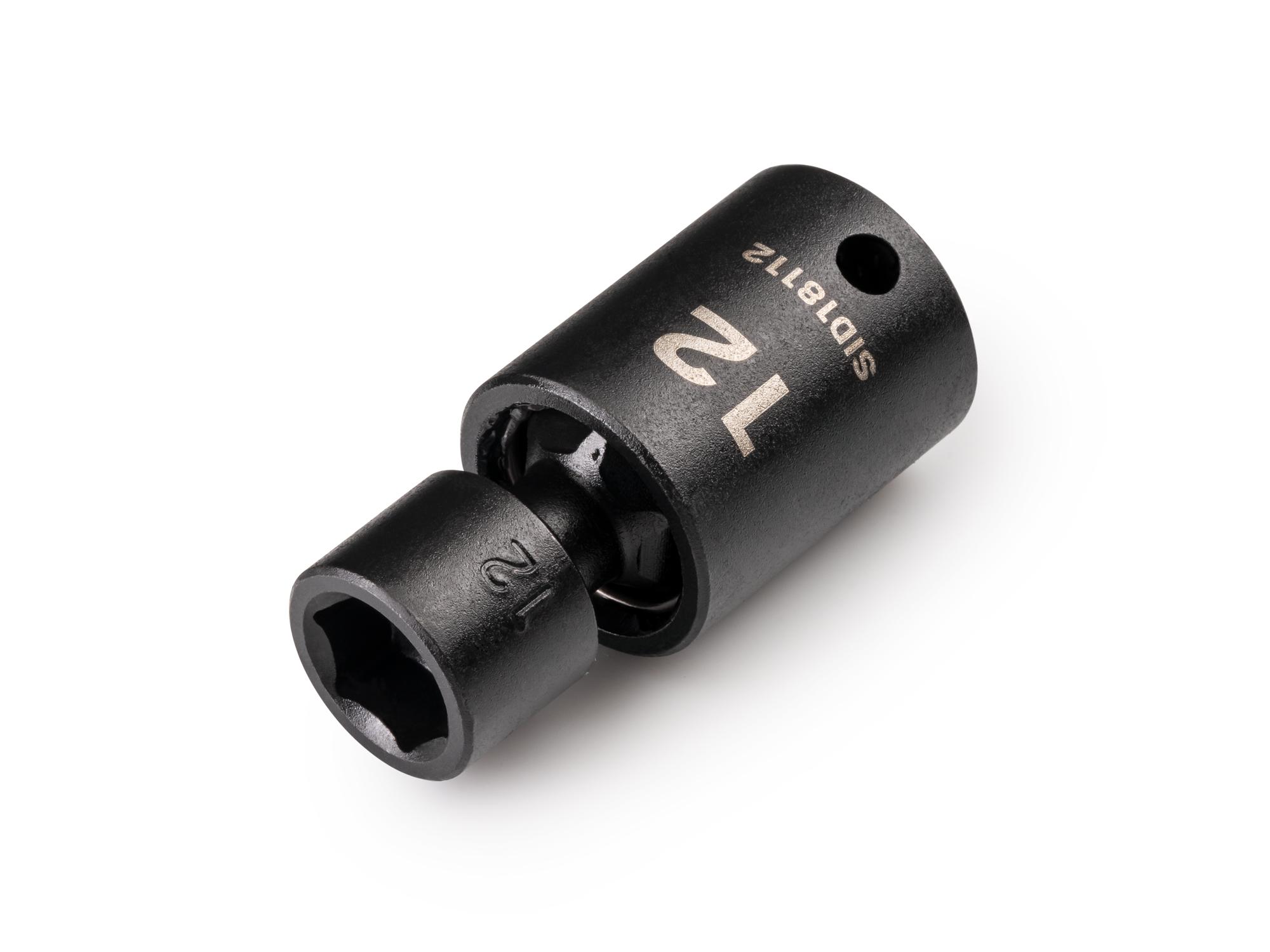 Front-right angle view of Tekton impact drive universal joint socket. Item #SID18112