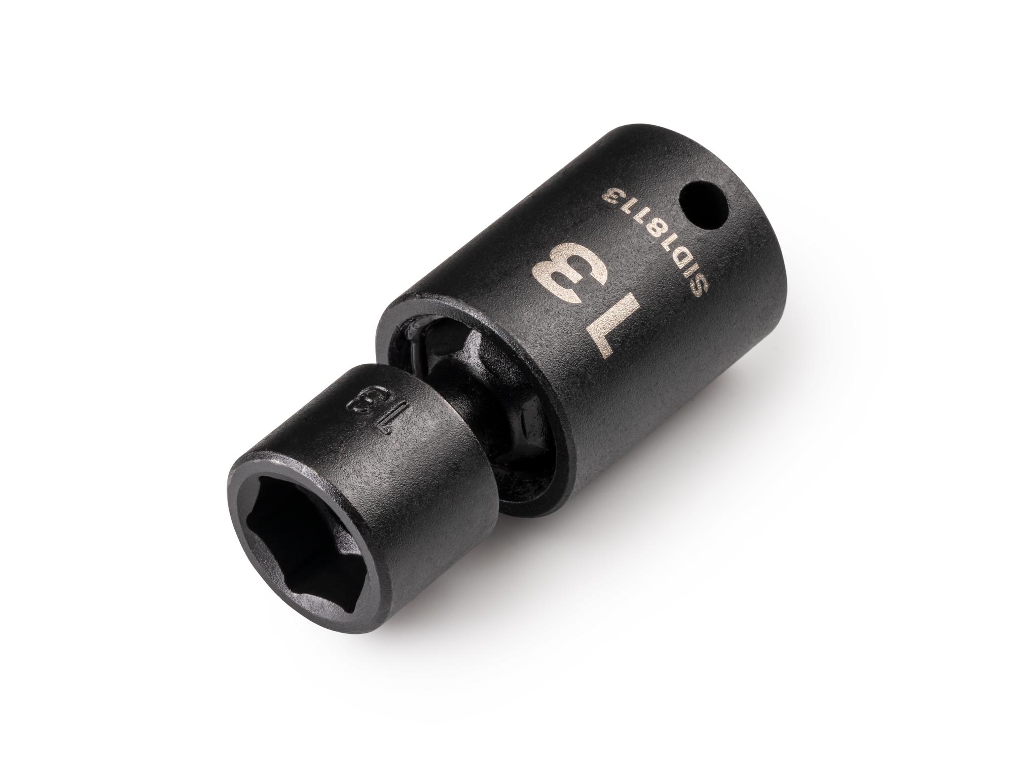 Front-right angle view of Tekton impact drive universal joint socket. Item #SID18113