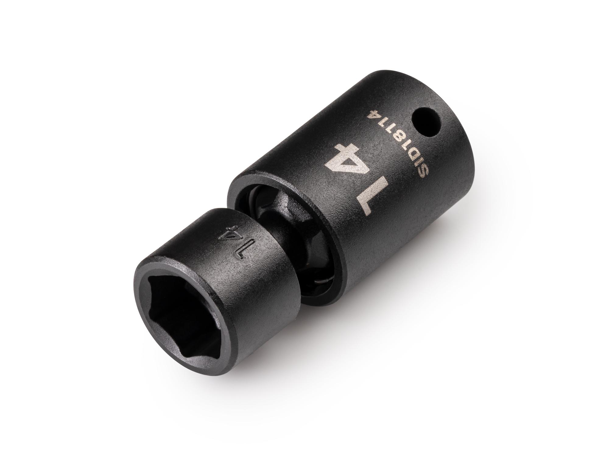 Front-right angle view of Tekton impact drive universal joint socket. Item #SID18114