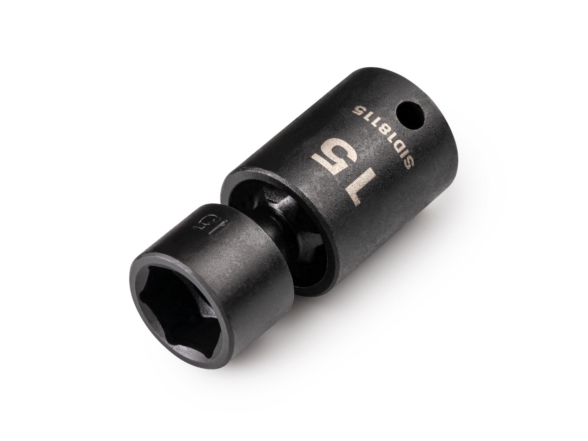 Front-right angle view of Tekton impact drive universal joint socket. Item #SID18115