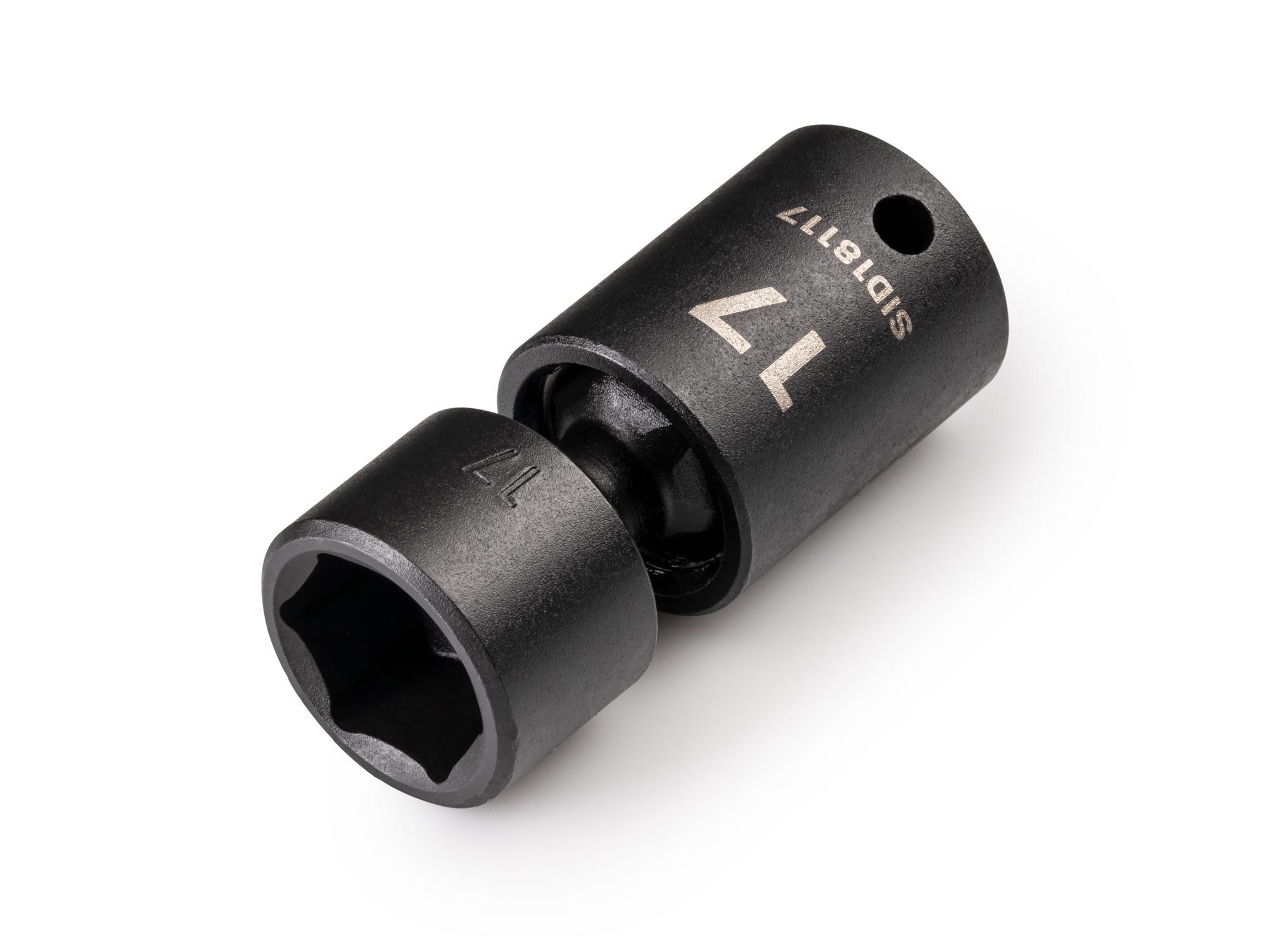 Front-right angle view of Tekton impact drive universal joint socket. Item #SID18117